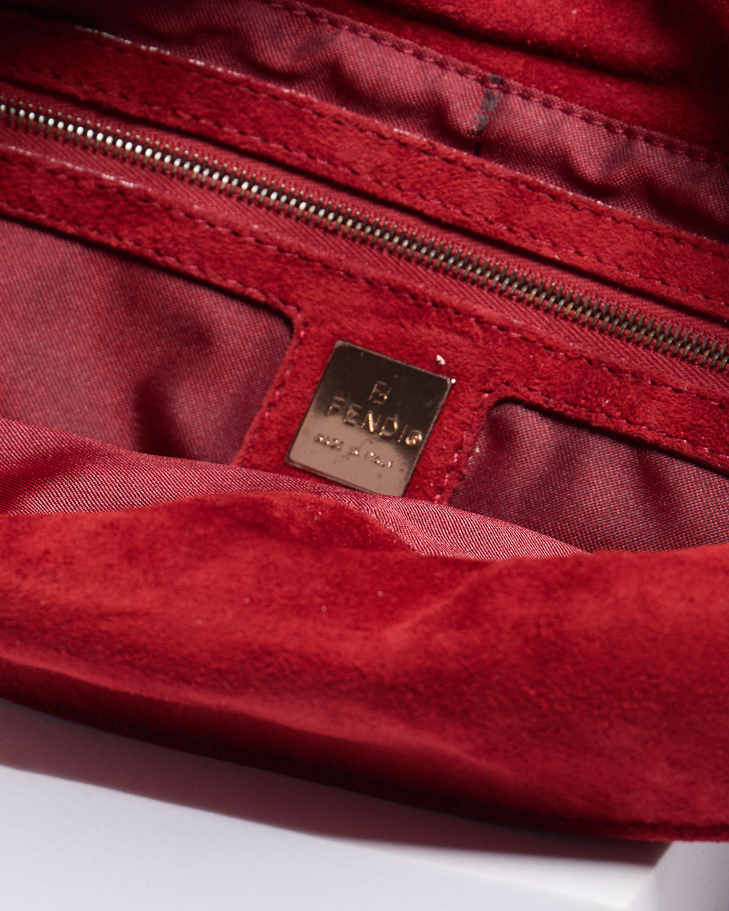 Fendi Red Suede Baguette
