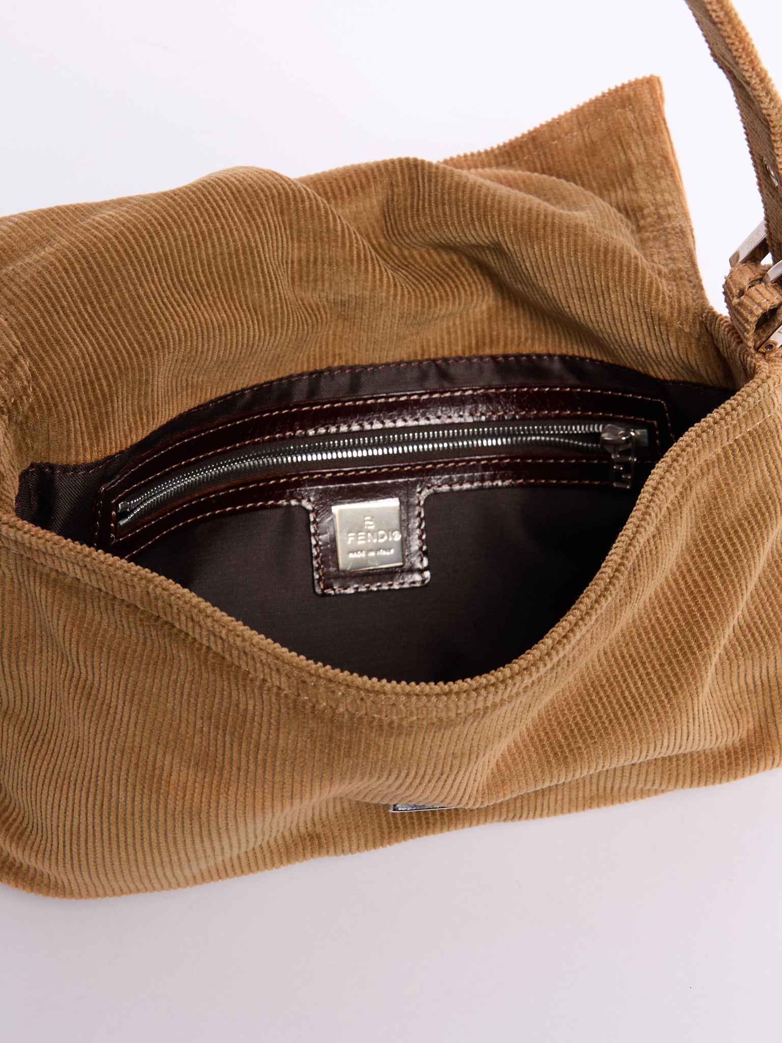 Fendi Brown Corduroy Baguette