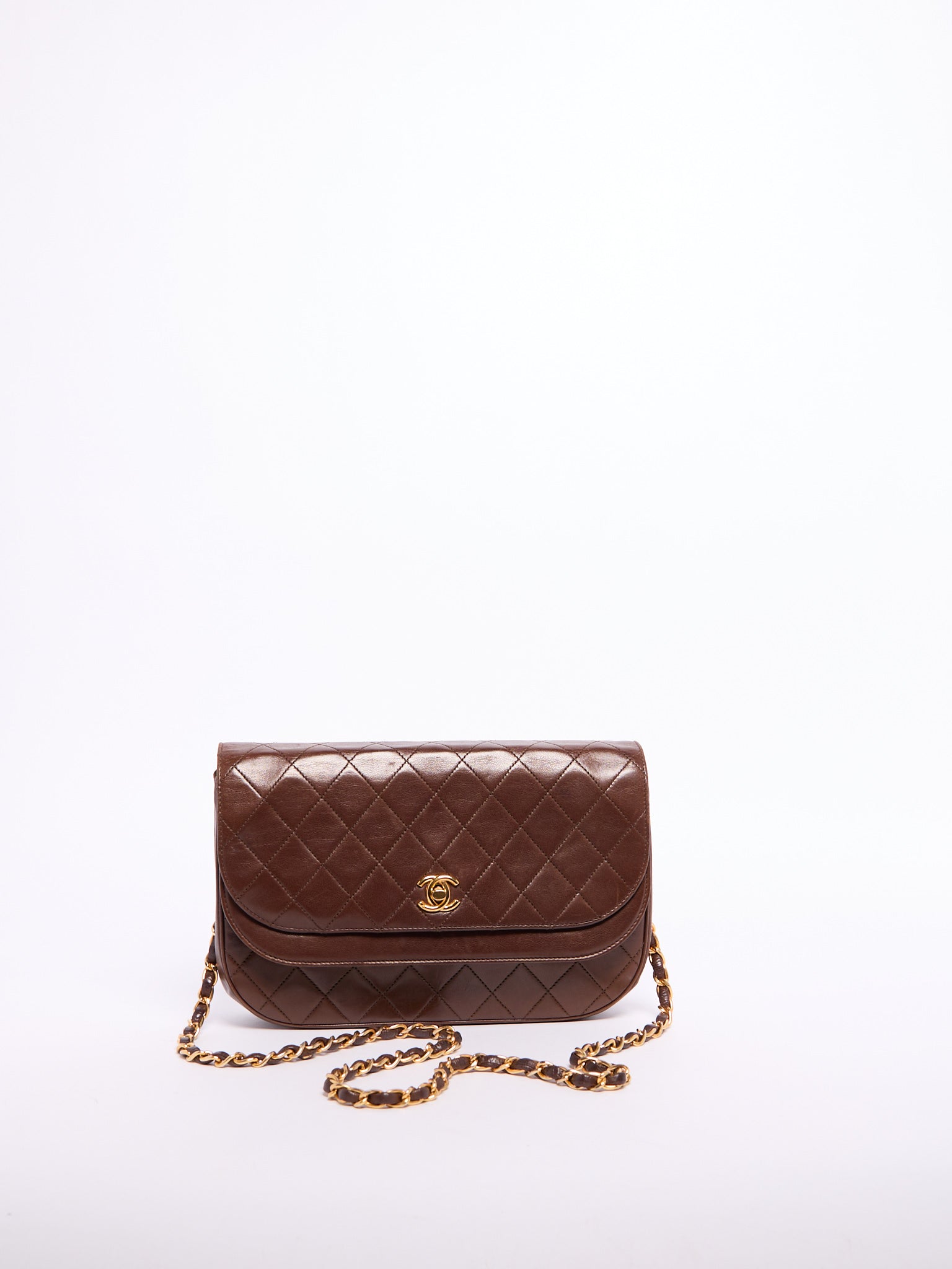 Chanel Brown Half-Moon Flap Bag