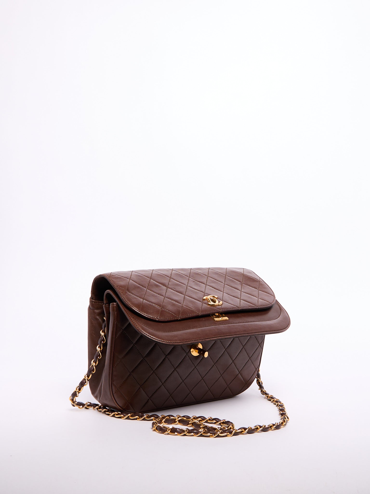 Chanel Brown Half-Moon Flap Bag