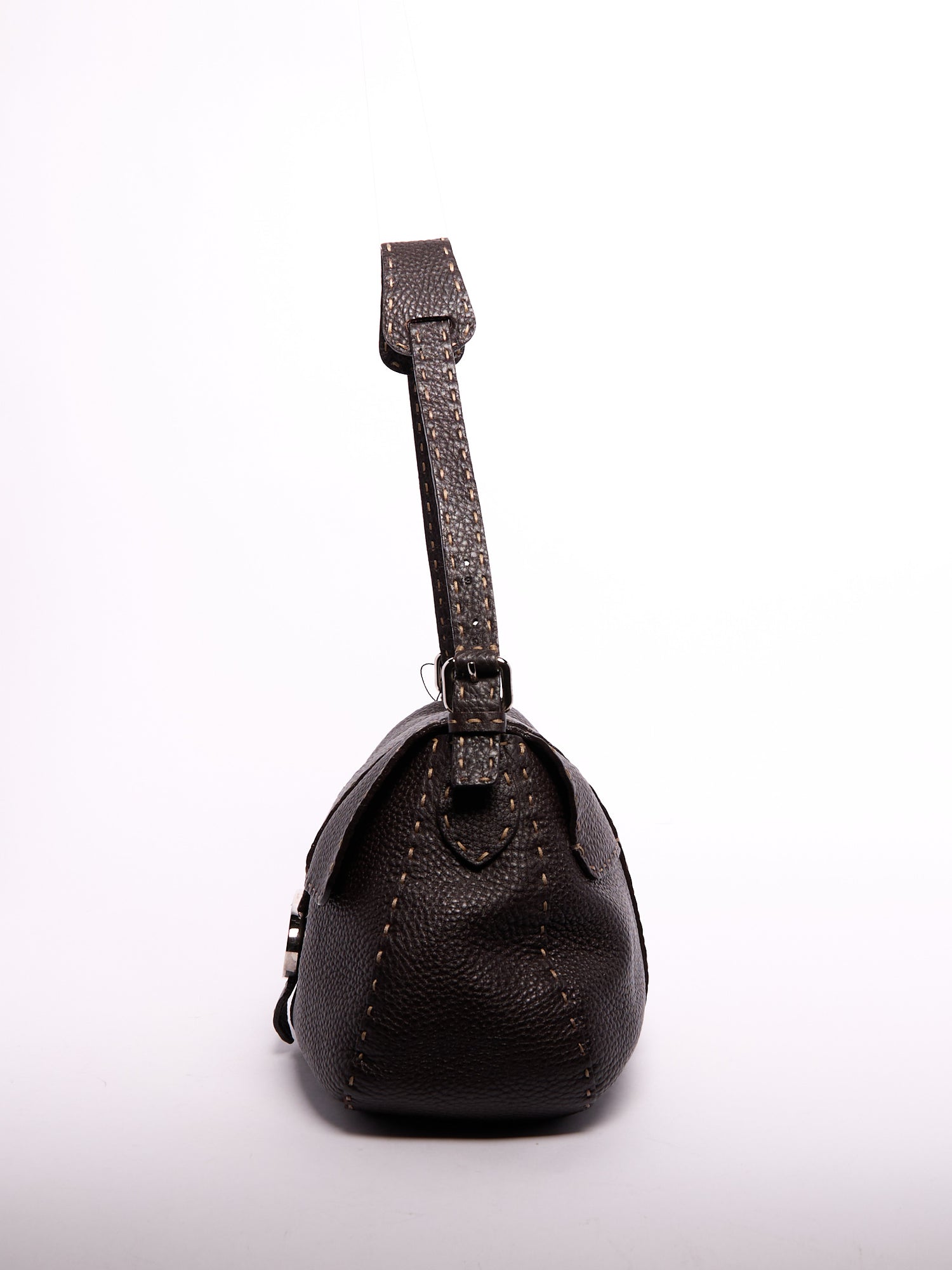 Fendi Selleria Dark Brown Leather Shoulder Bag