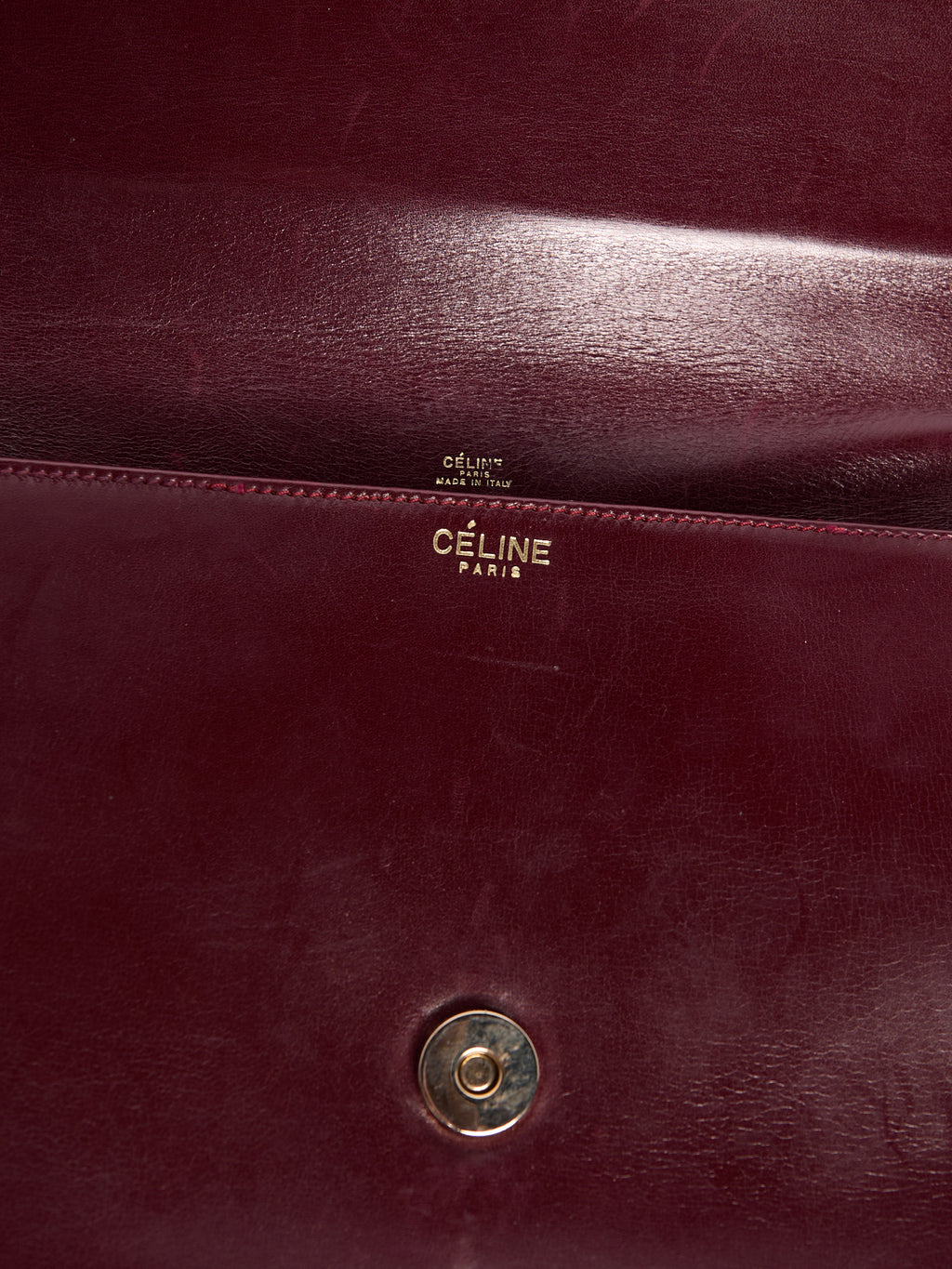 Celine Burgundy Logo Crossbody Bag