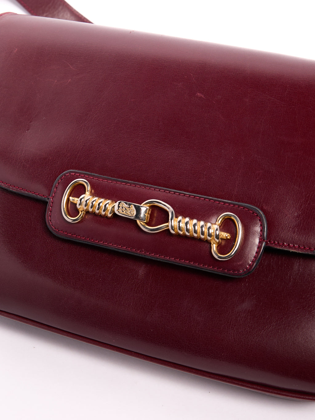 Celine Burgundy Logo Crossbody Bag