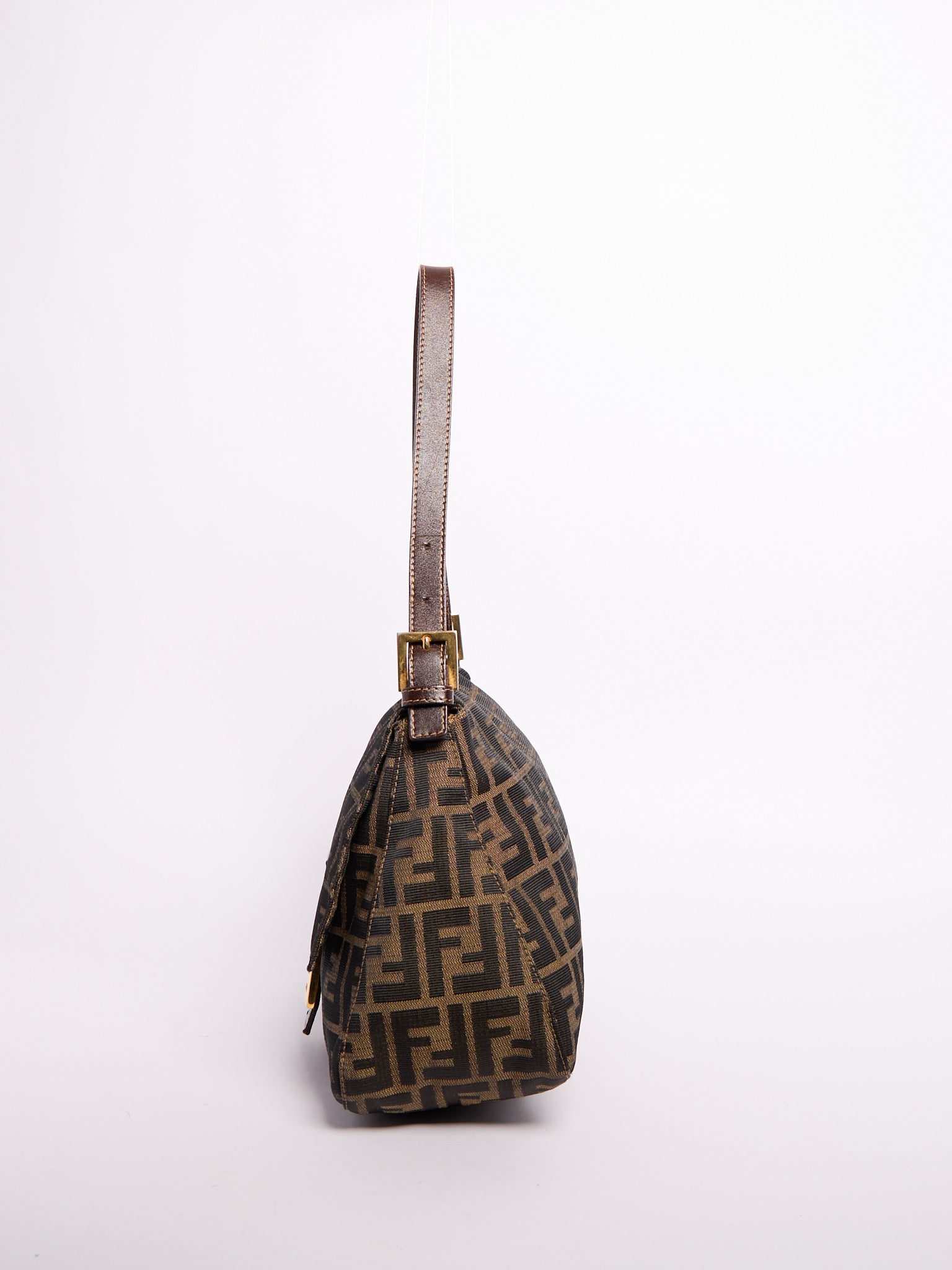 Fendi Brown Monogram FF Canvas Mama Baguette Gold Hardware
