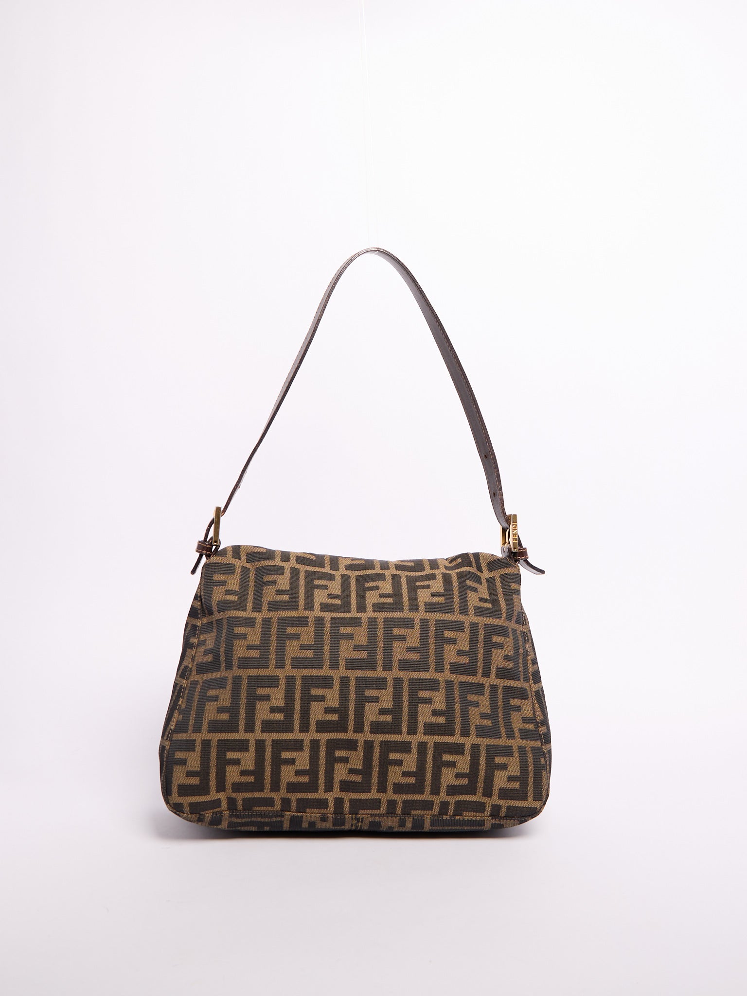 Fendi Brown Monogram FF Canvas Mama Baguette Gold Hardware