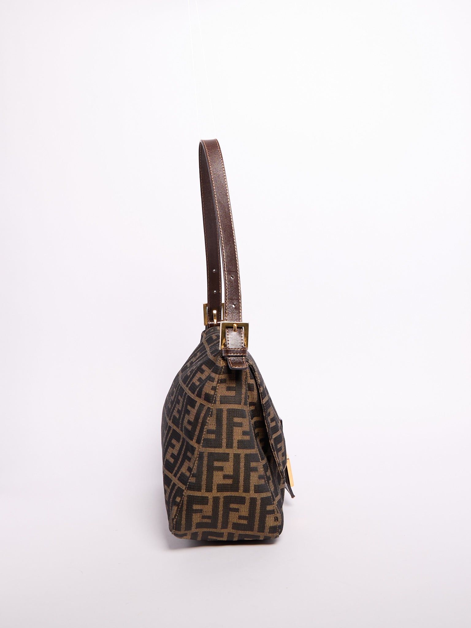 Fendi Brown Monogram FF Canvas Mama Baguette Gold Hardware