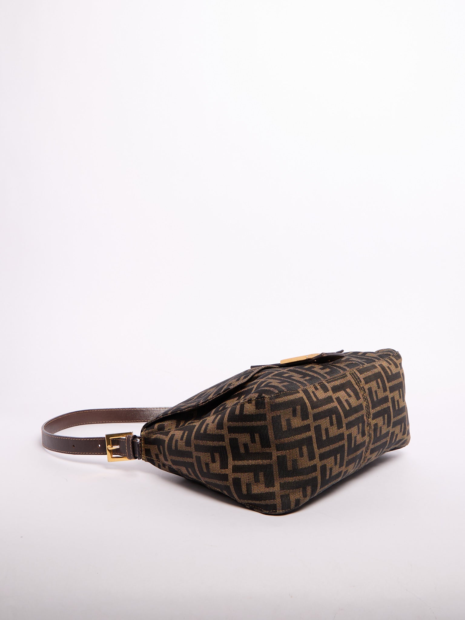 Fendi Brown Monogram FF Canvas Mama Baguette Gold Hardware