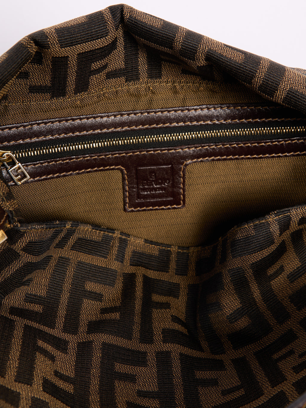 Fendi Brown Monogram FF Canvas Mama Baguette Gold Hardware