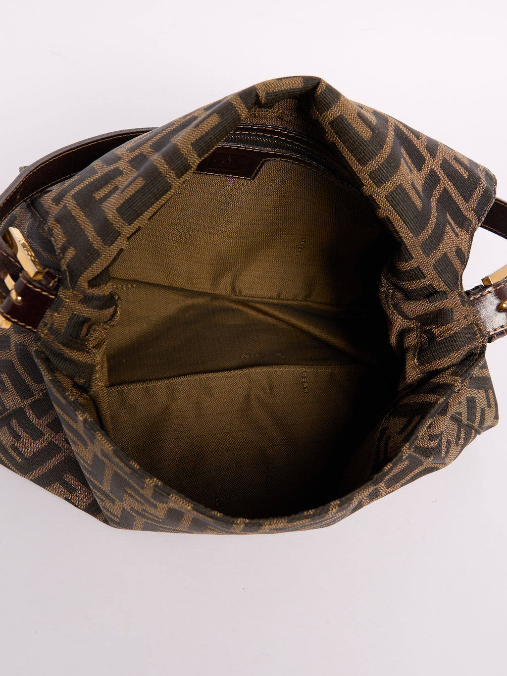 Fendi Brown Monogram FF Canvas Mama Baguette Gold Hardware