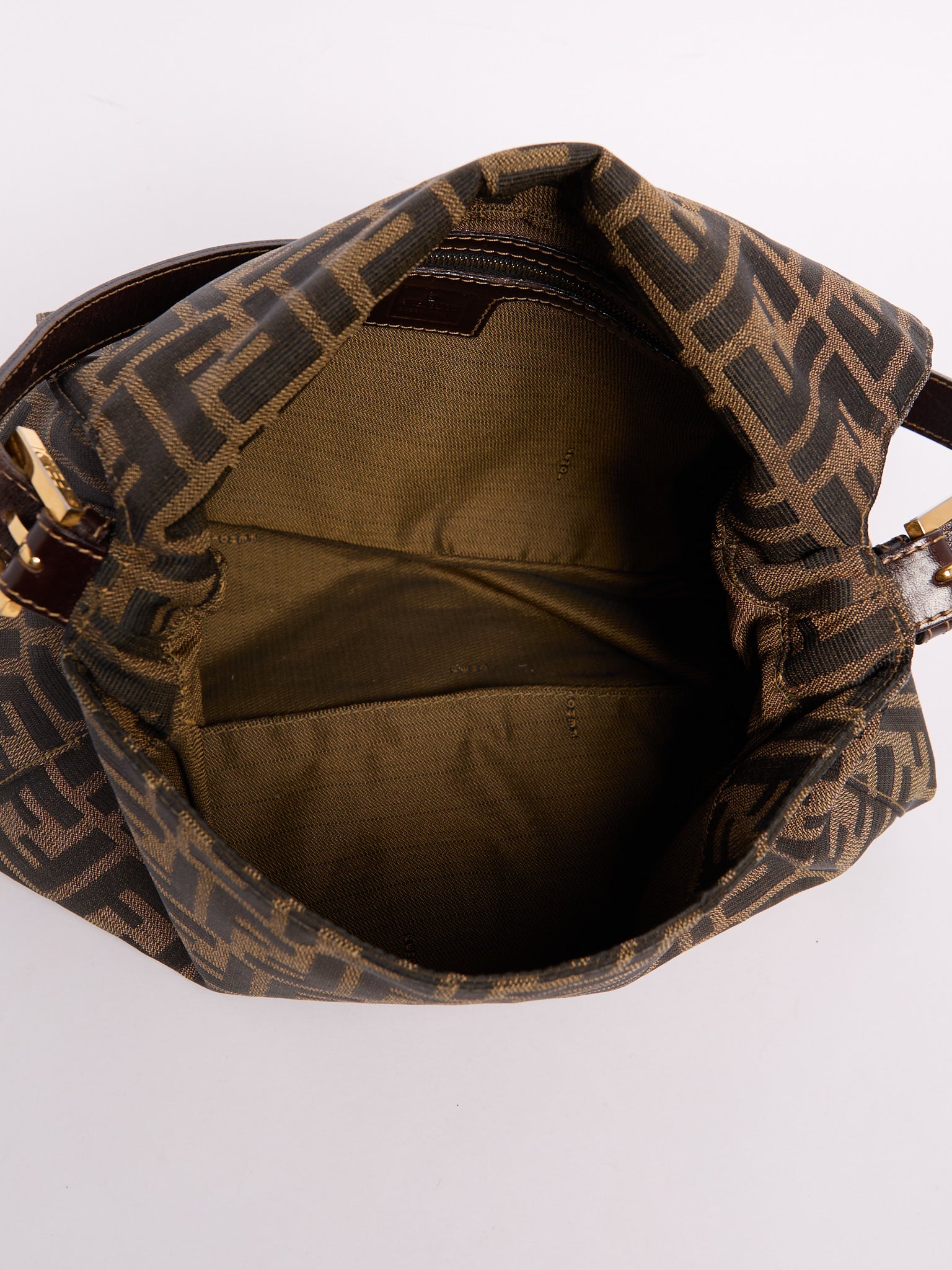 Fendi Brown Monogram FF Canvas Mama Baguette Gold Hardware