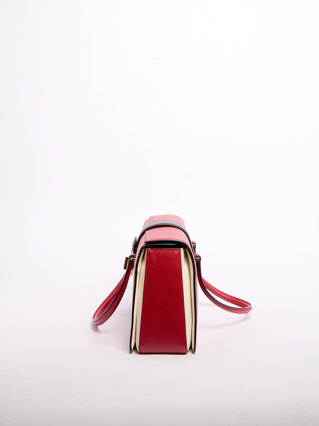 Prada Saffiano Leather Shoulder Bag Black/Red