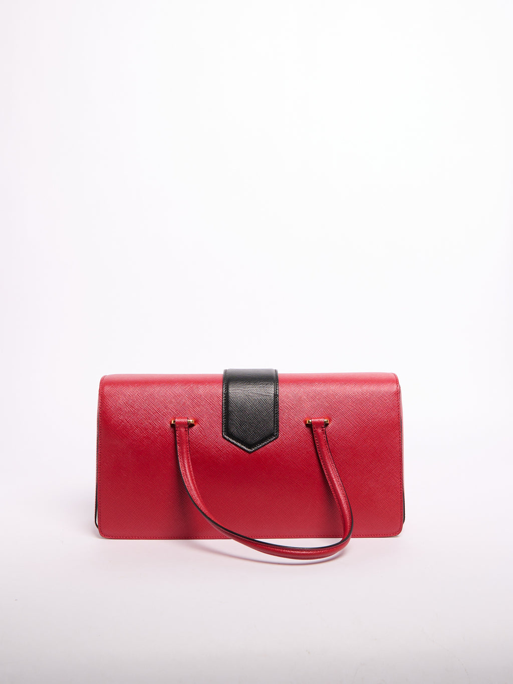 Prada Saffiano Leather Shoulder Bag Black/Red