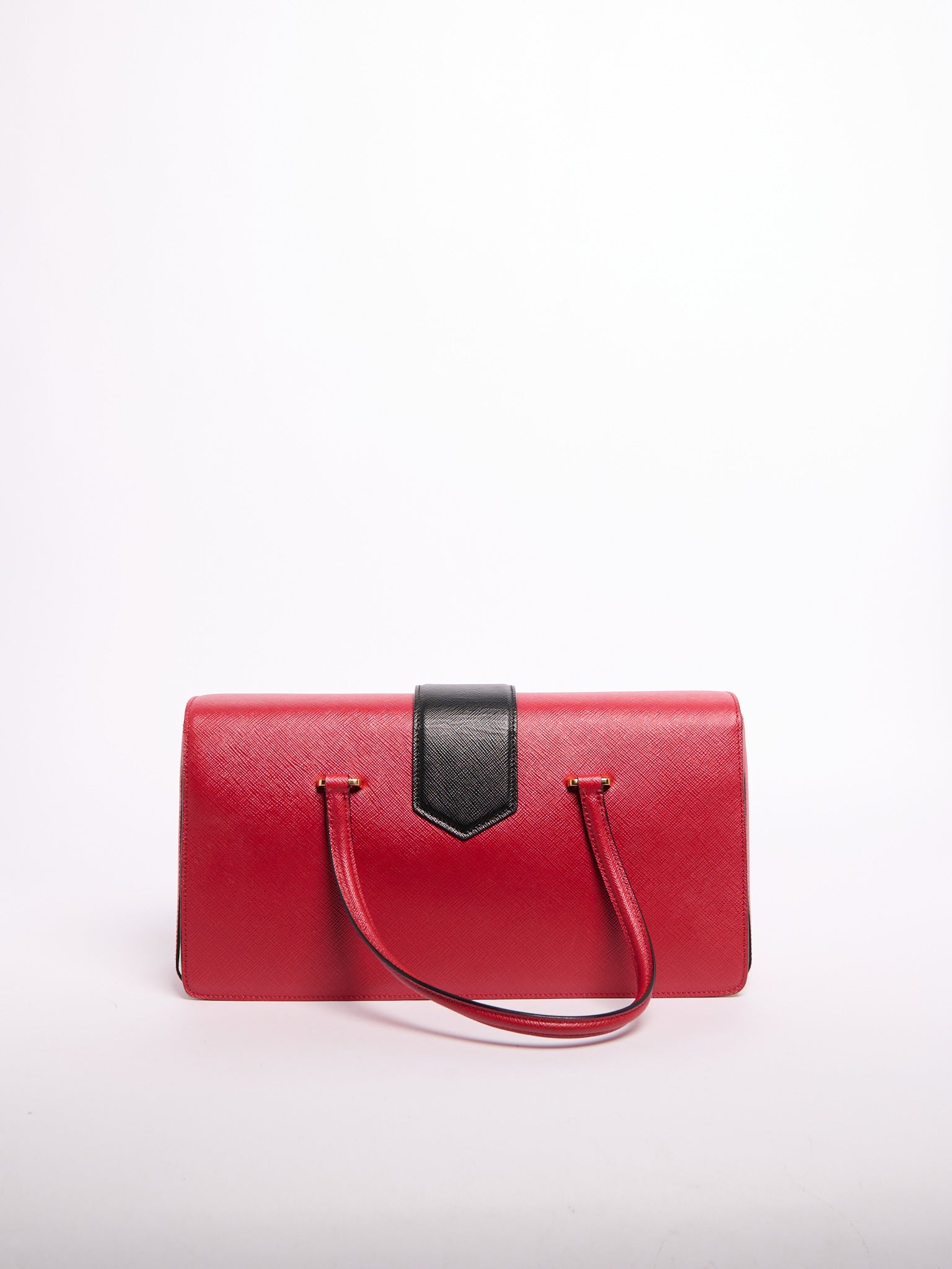 Prada Saffiano Leather Shoulder Bag Black/Red