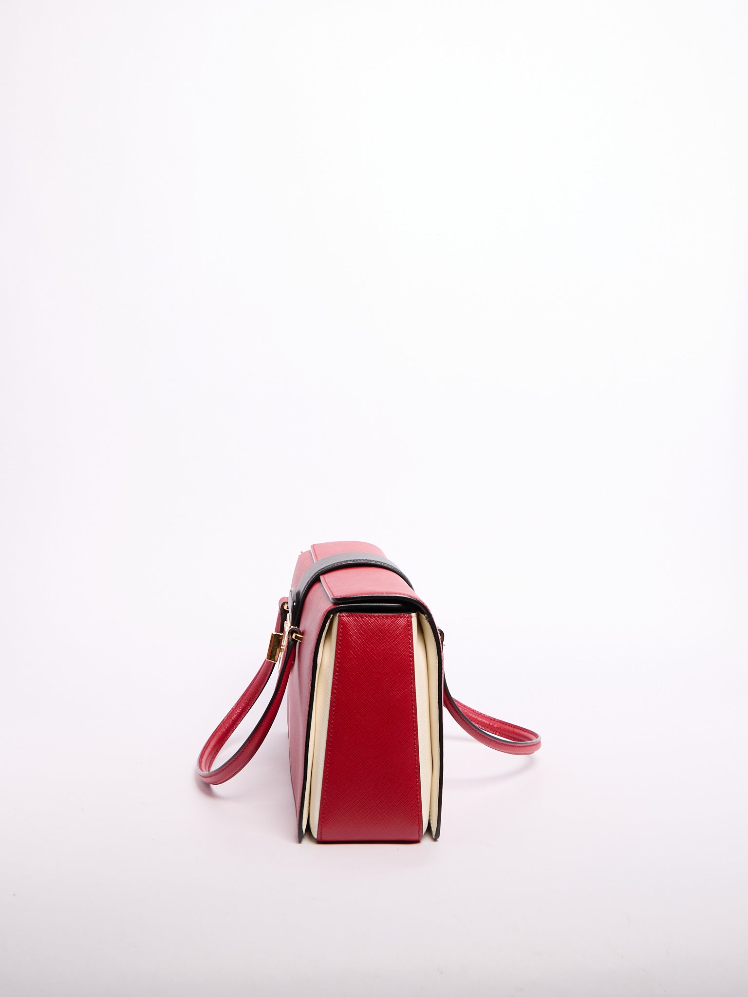 Prada Saffiano Leather Shoulder Bag Black/Red