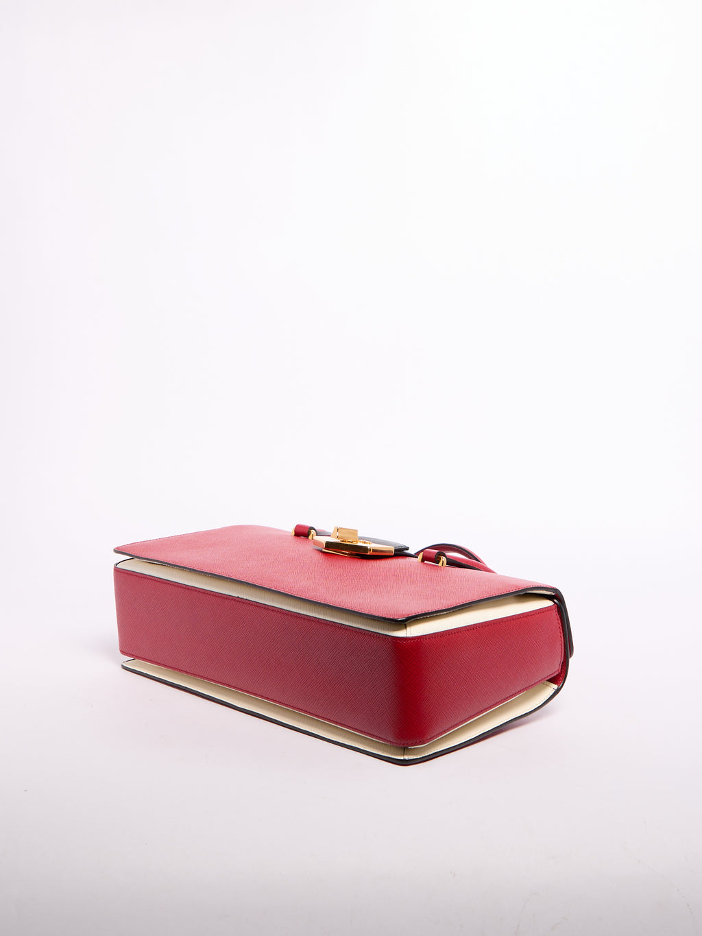 Prada Saffiano Leather Shoulder Bag Black/Red