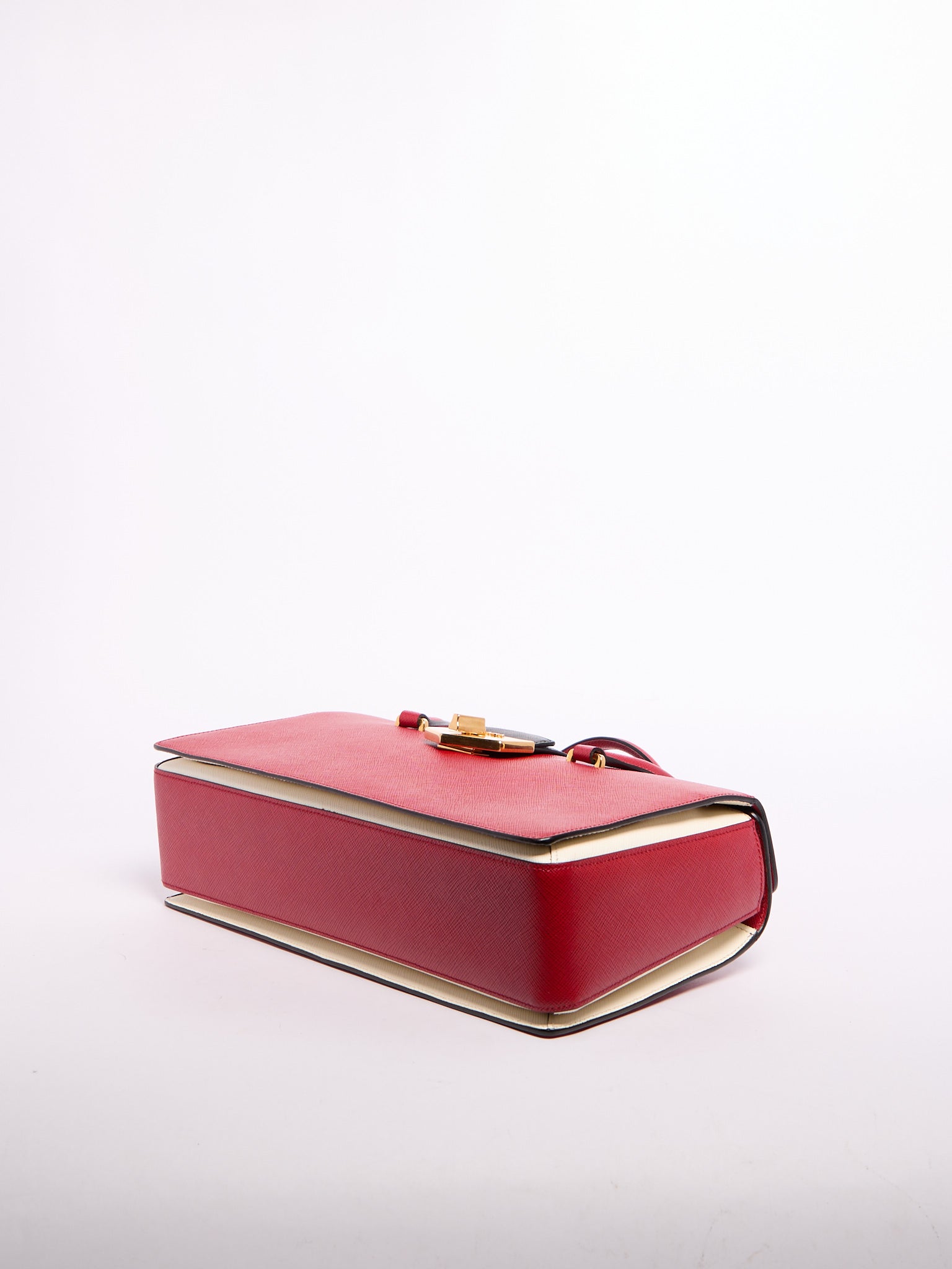 Prada Saffiano Leather Shoulder Bag Black/Red