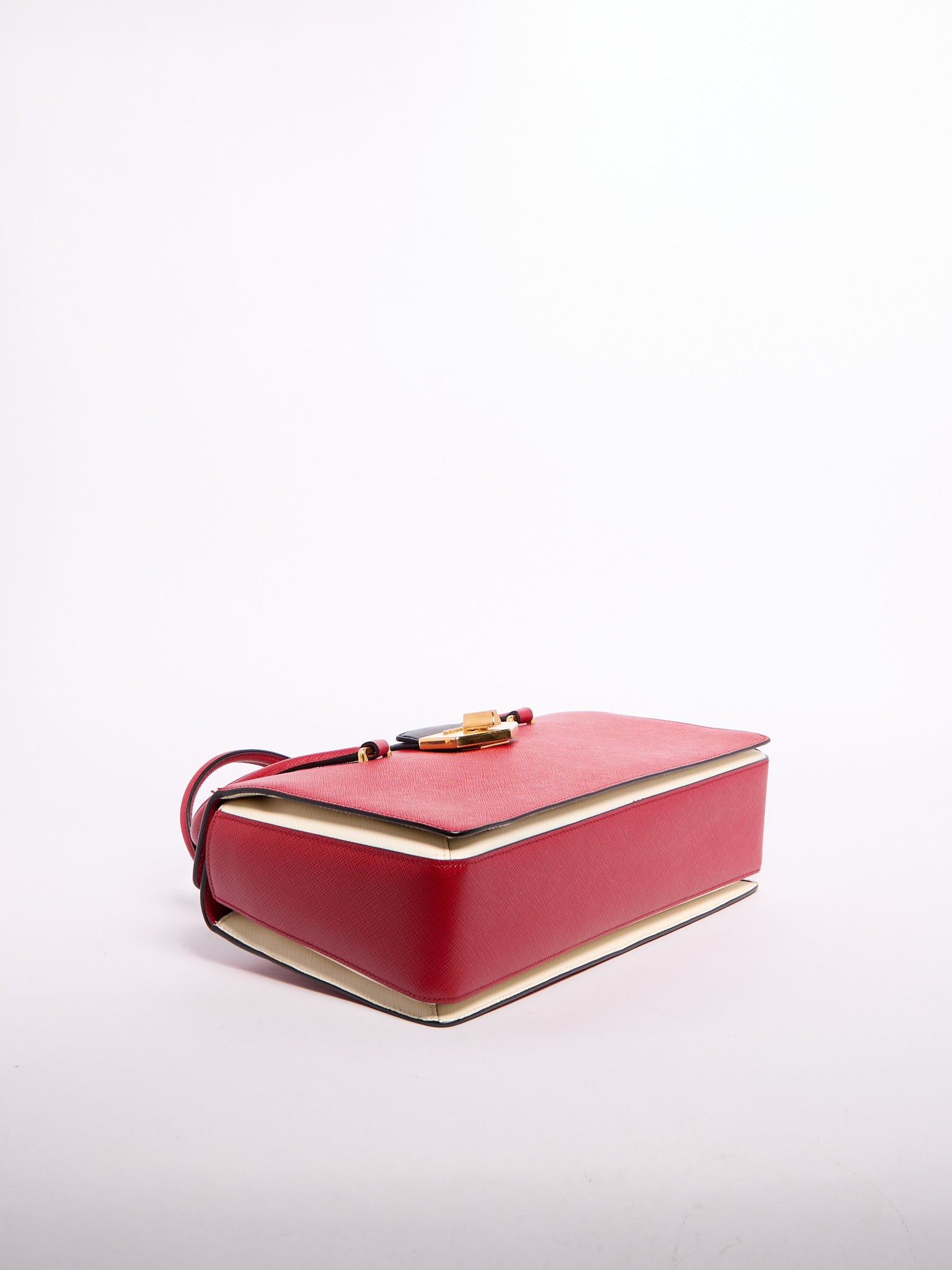 Prada Saffiano Leather Shoulder Bag Black/Red