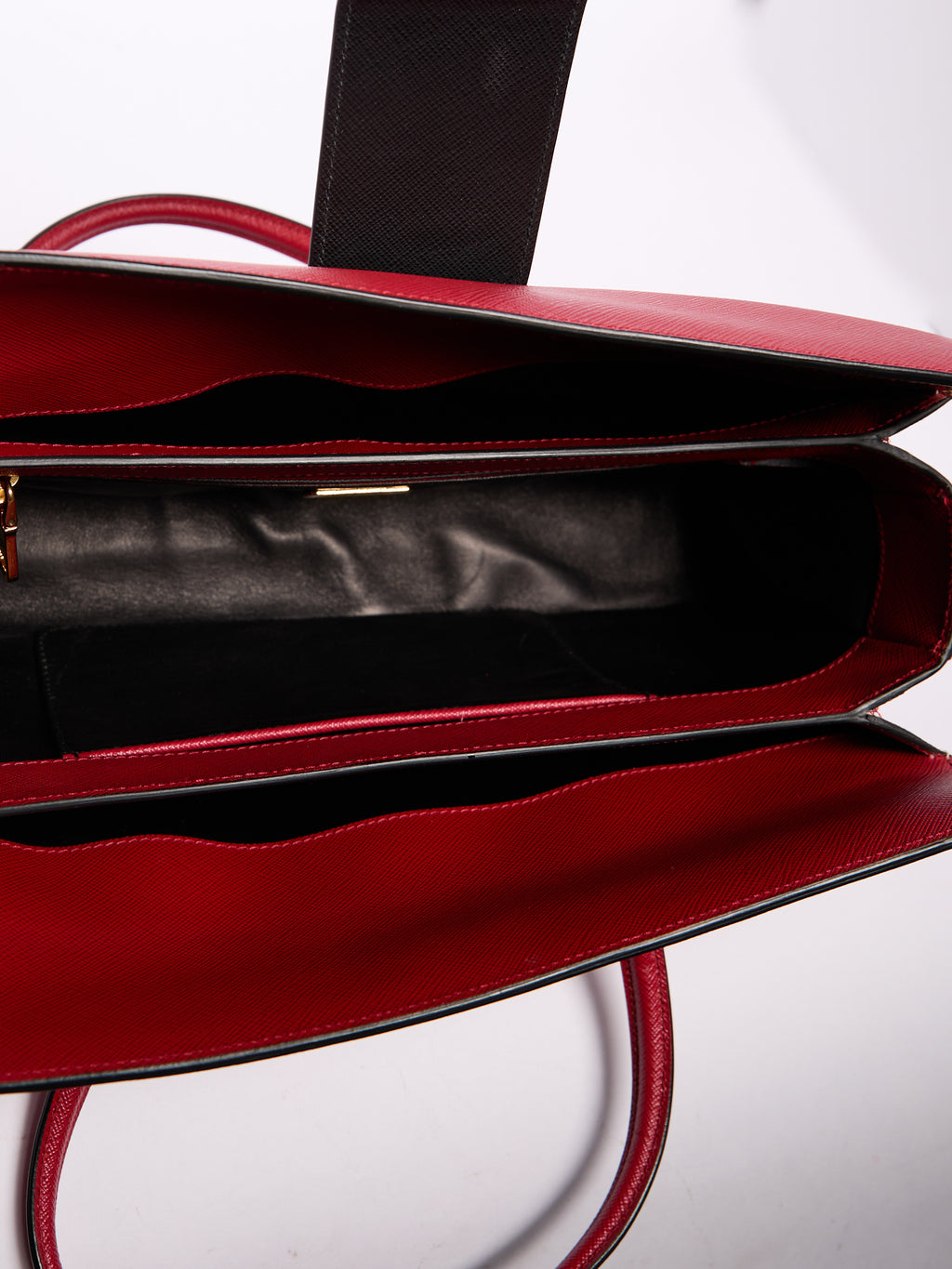 Prada Saffiano Leather Shoulder Bag Black/Red