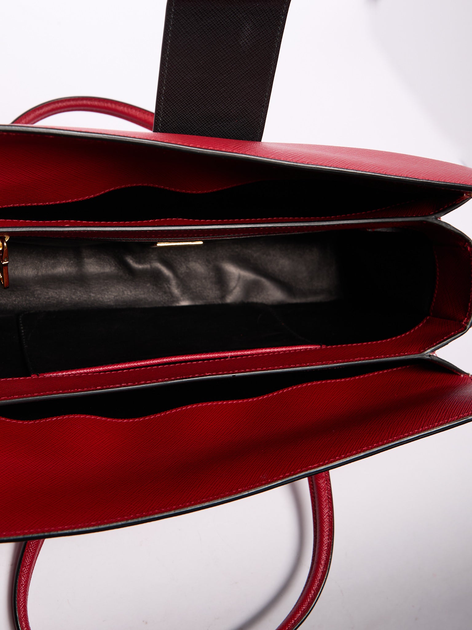 Prada Saffiano Leather Shoulder Bag Black/Red
