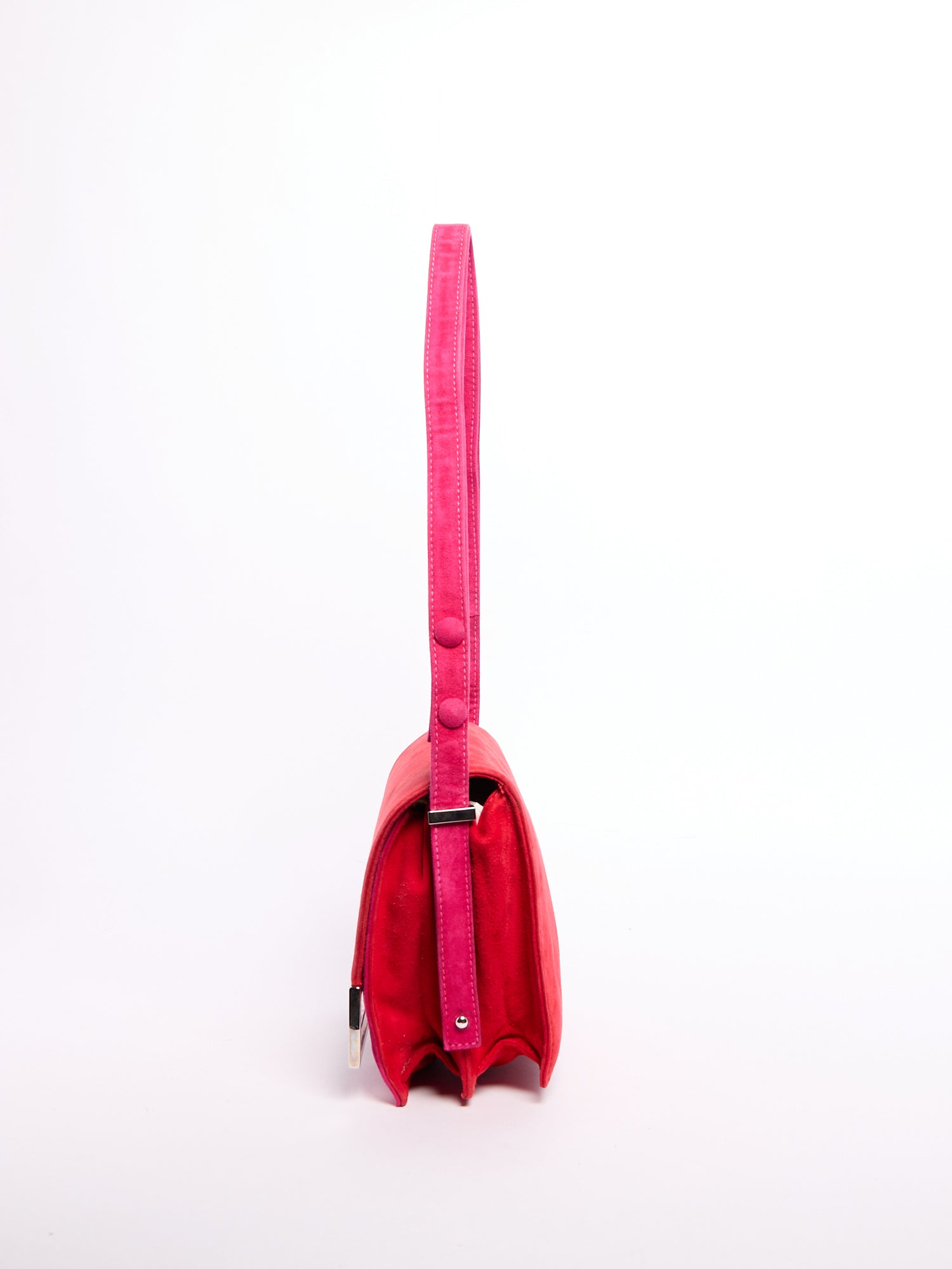 Fendi Red Pink FF Suede Crossbody