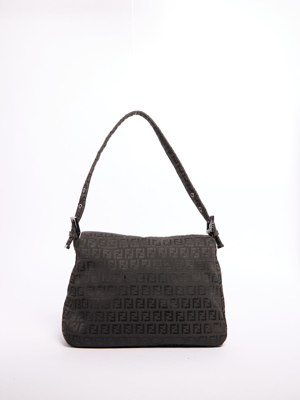 Fendi Black Monogram Mamma Baguette Zucchino Bag