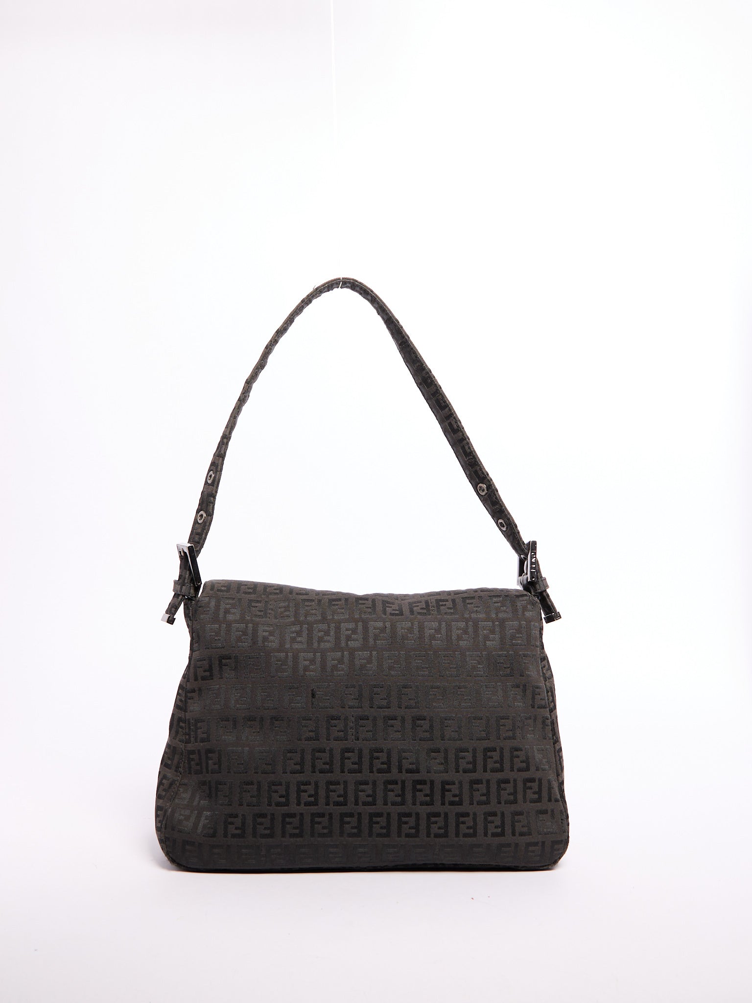 Fendi Black Monogram Mamma Baguette Zucchino Bag