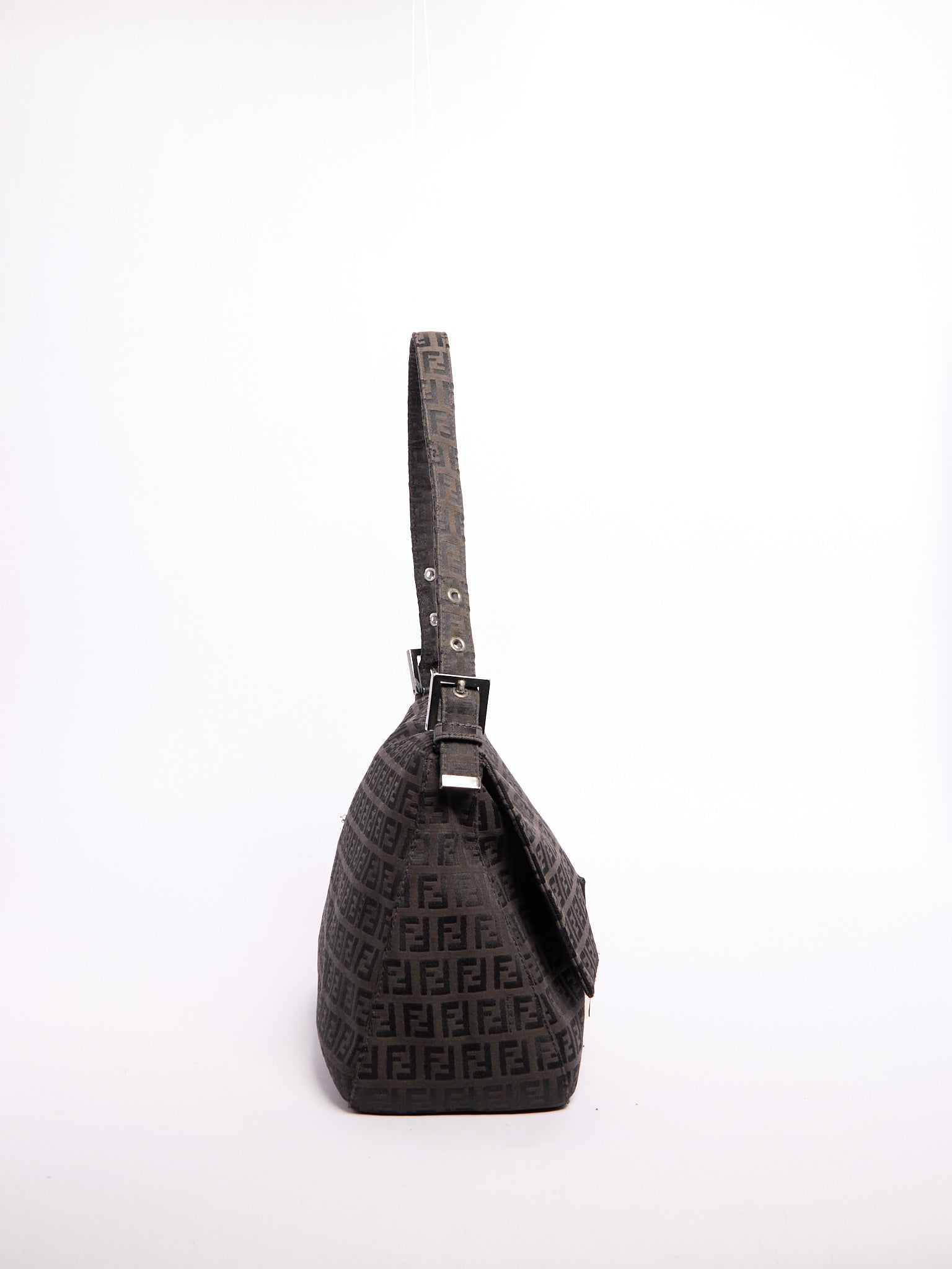 Fendi Black Monogram Mamma Baguette Zucchino Bag