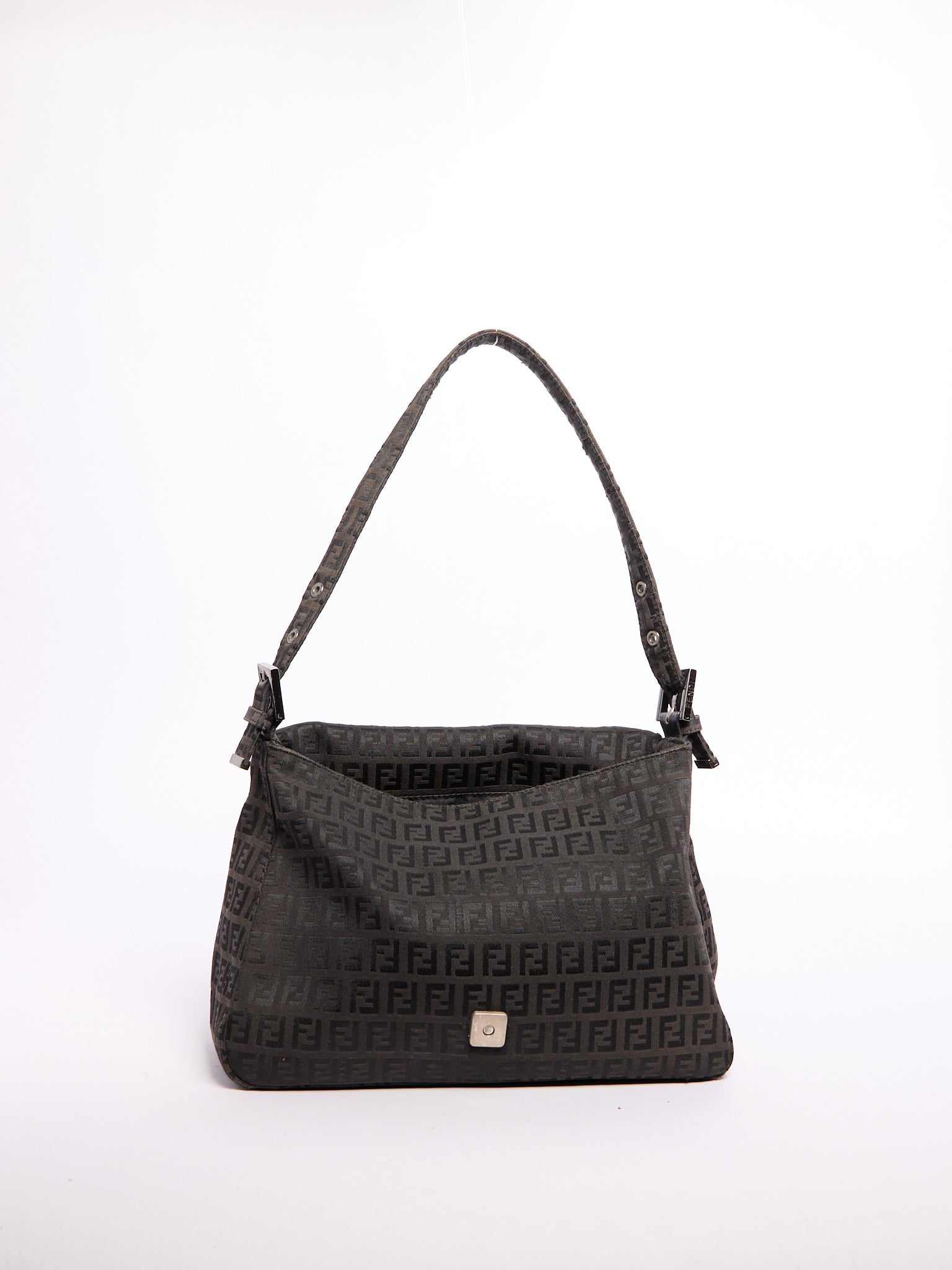 Fendi Black Monogram Mamma Baguette Zucchino Bag