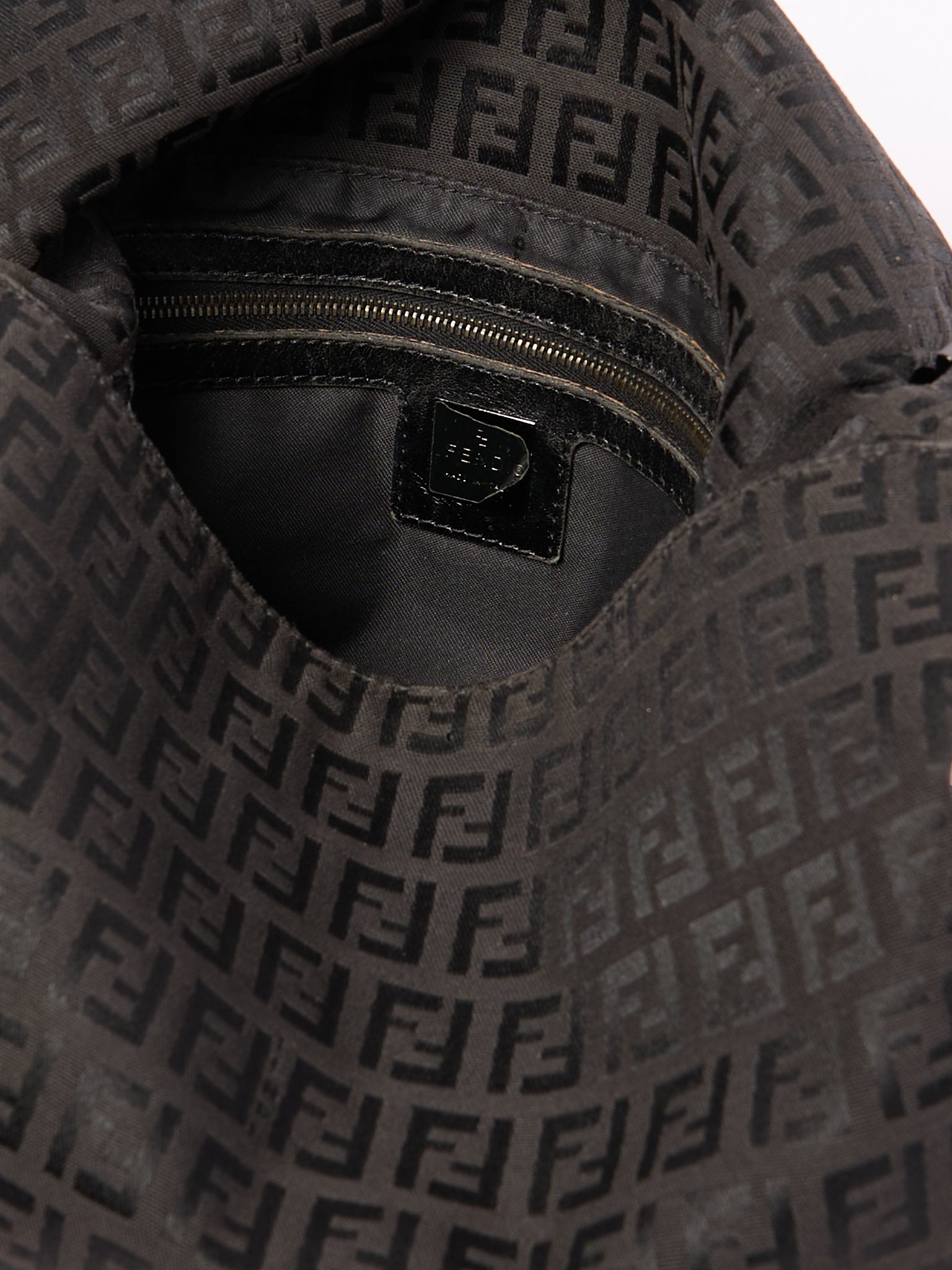 Fendi Black Monogram Mamma Baguette Zucchino Bag