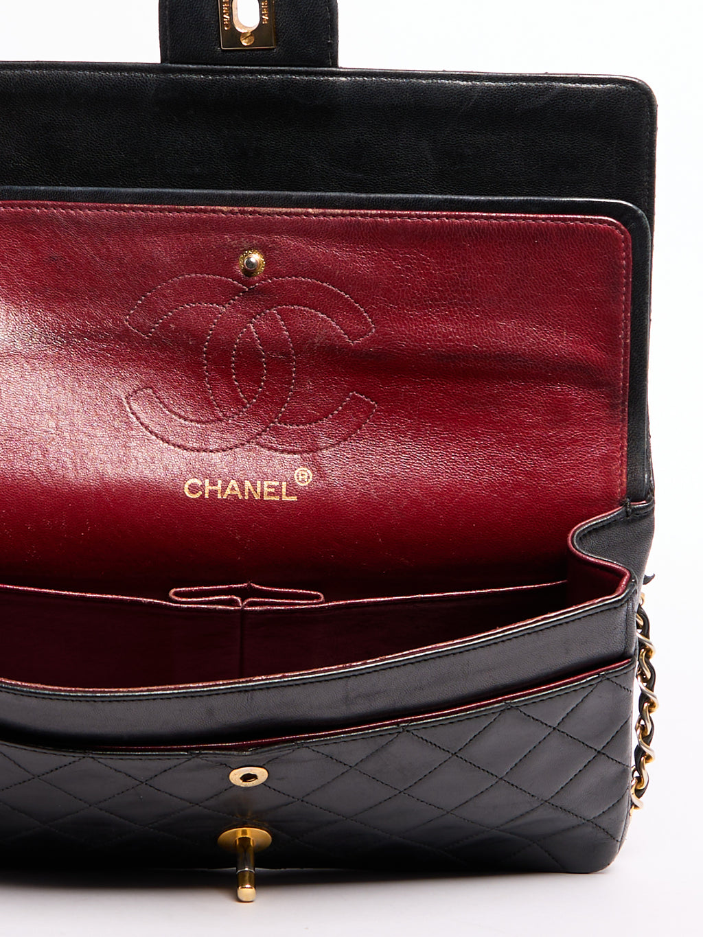 90’s Chanel Lambskin Black Classic Double Flap Bag 24K Gold Hardware