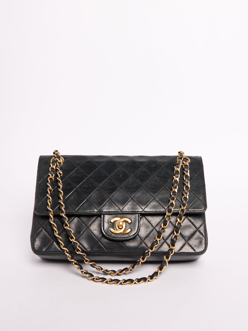 90’s Chanel Lambskin Black Classic Double Flap Bag 24K Gold Hardware