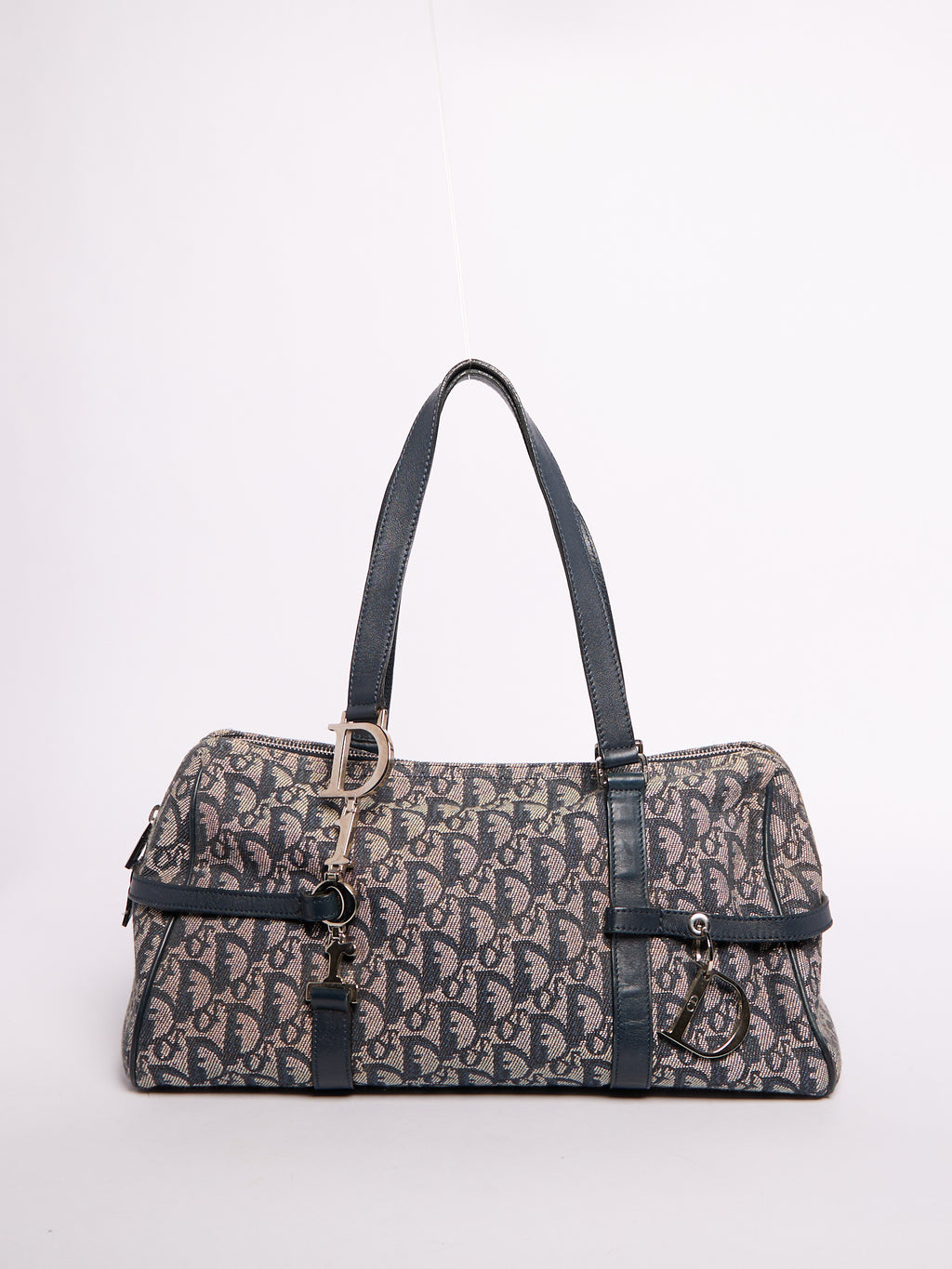 Christian Dior Navy Trotter Print Bag w/ Charms