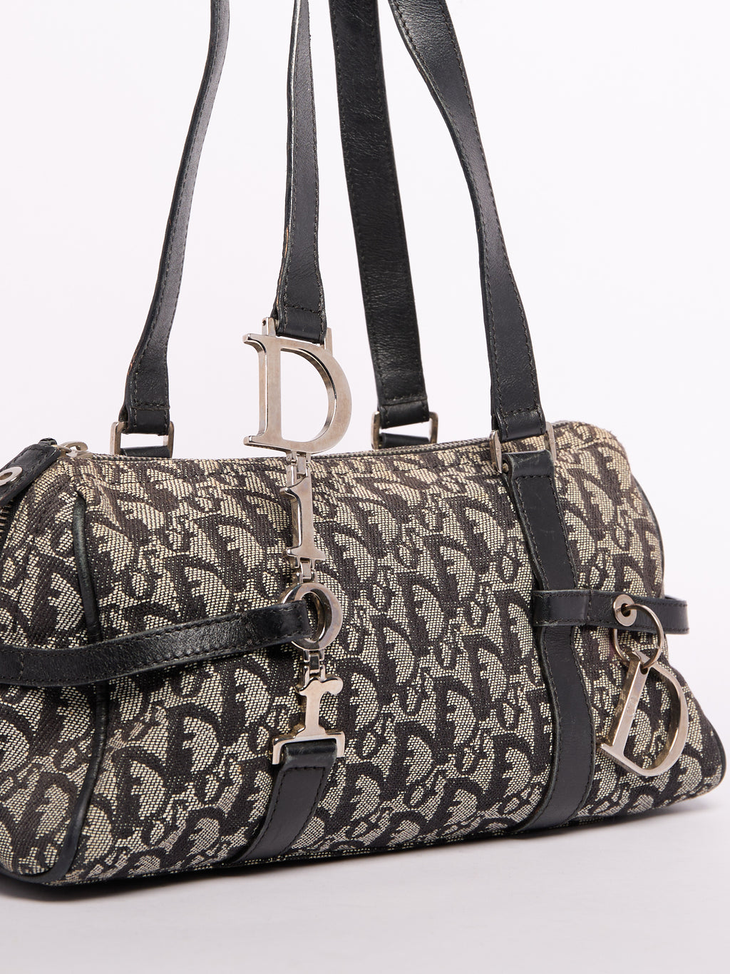 Christian Dior Navy Bowler Trotter Handbag
