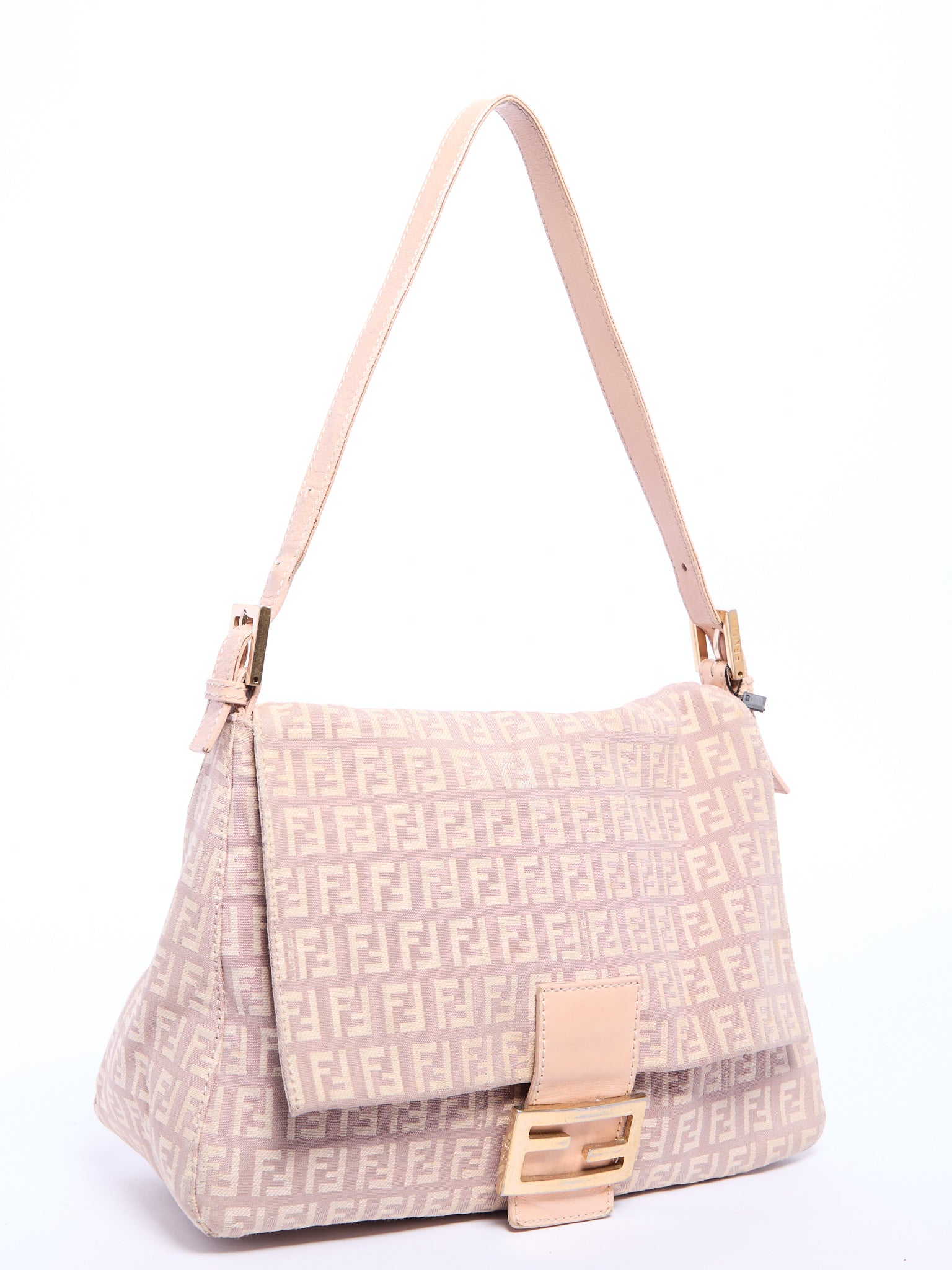 Fendi Pink Monogram Mamma Baguette Zucchino Shoulder Bag