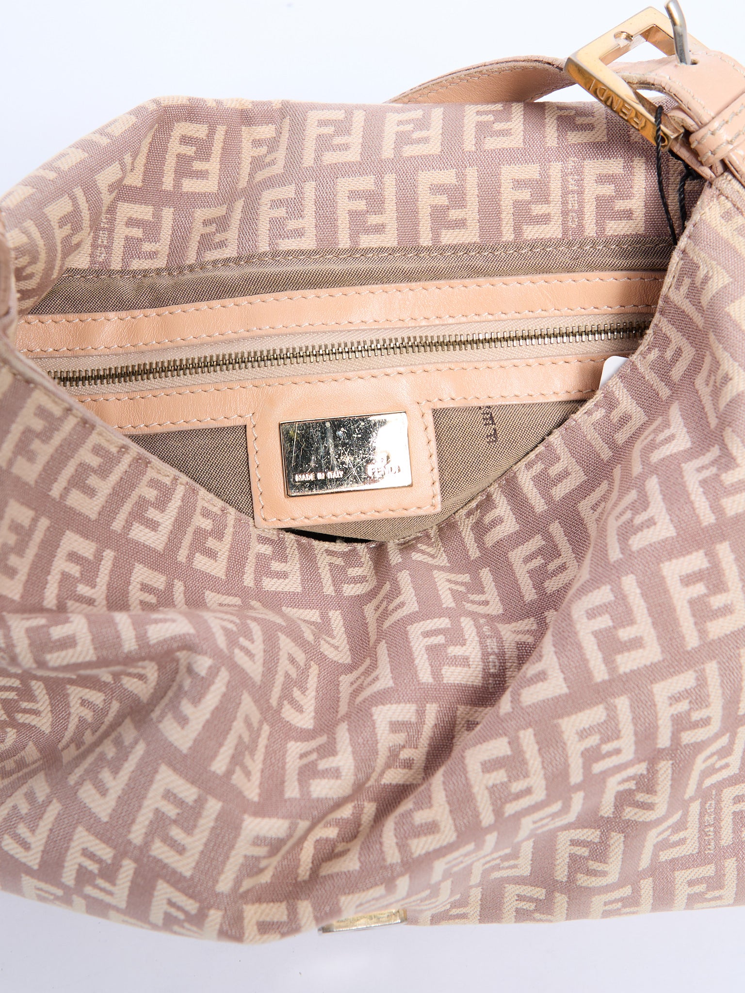Fendi Pink Monogram Mamma Baguette Zucchino Shoulder Bag