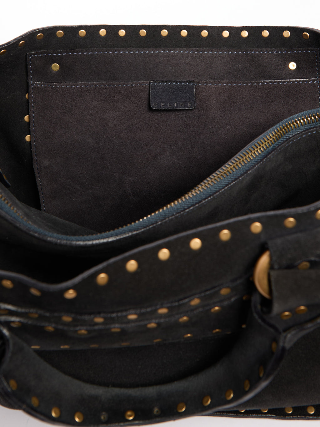 Celine Black Suede Boogie Bag w/ Studs