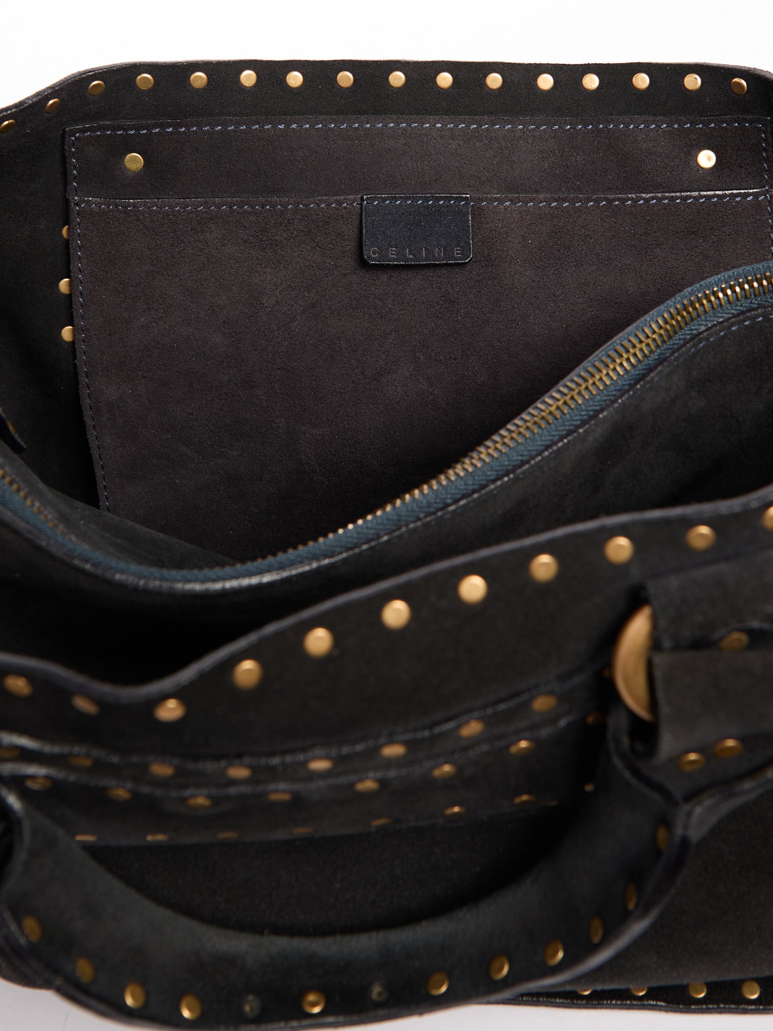 Celine Black Suede Boogie Bag w/ Studs