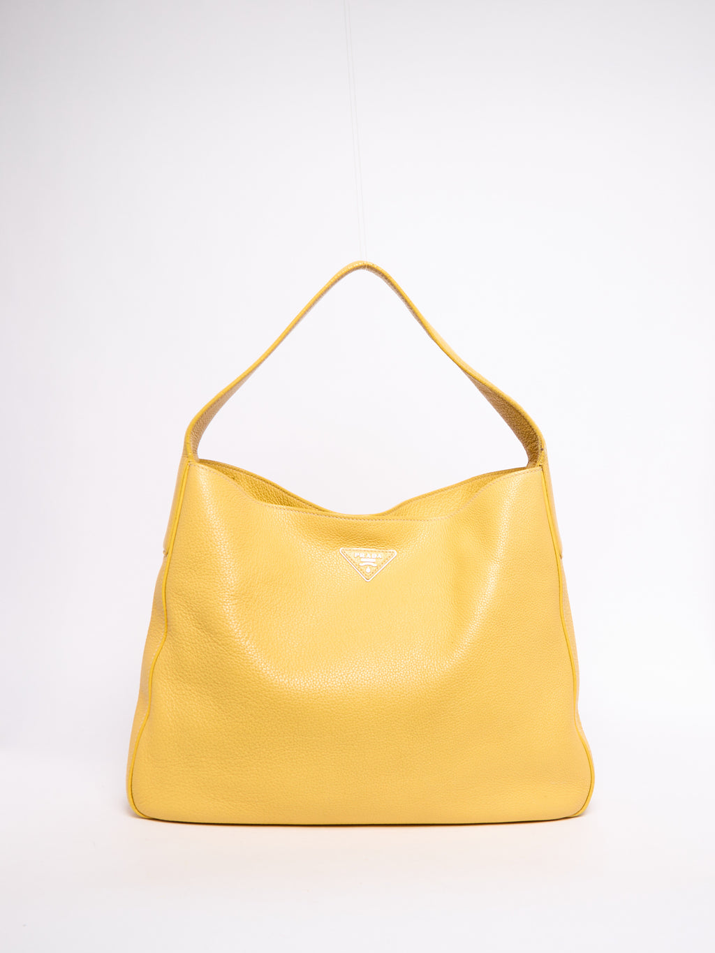 Prada Yellow Pebbled Leather Hobo Bag
