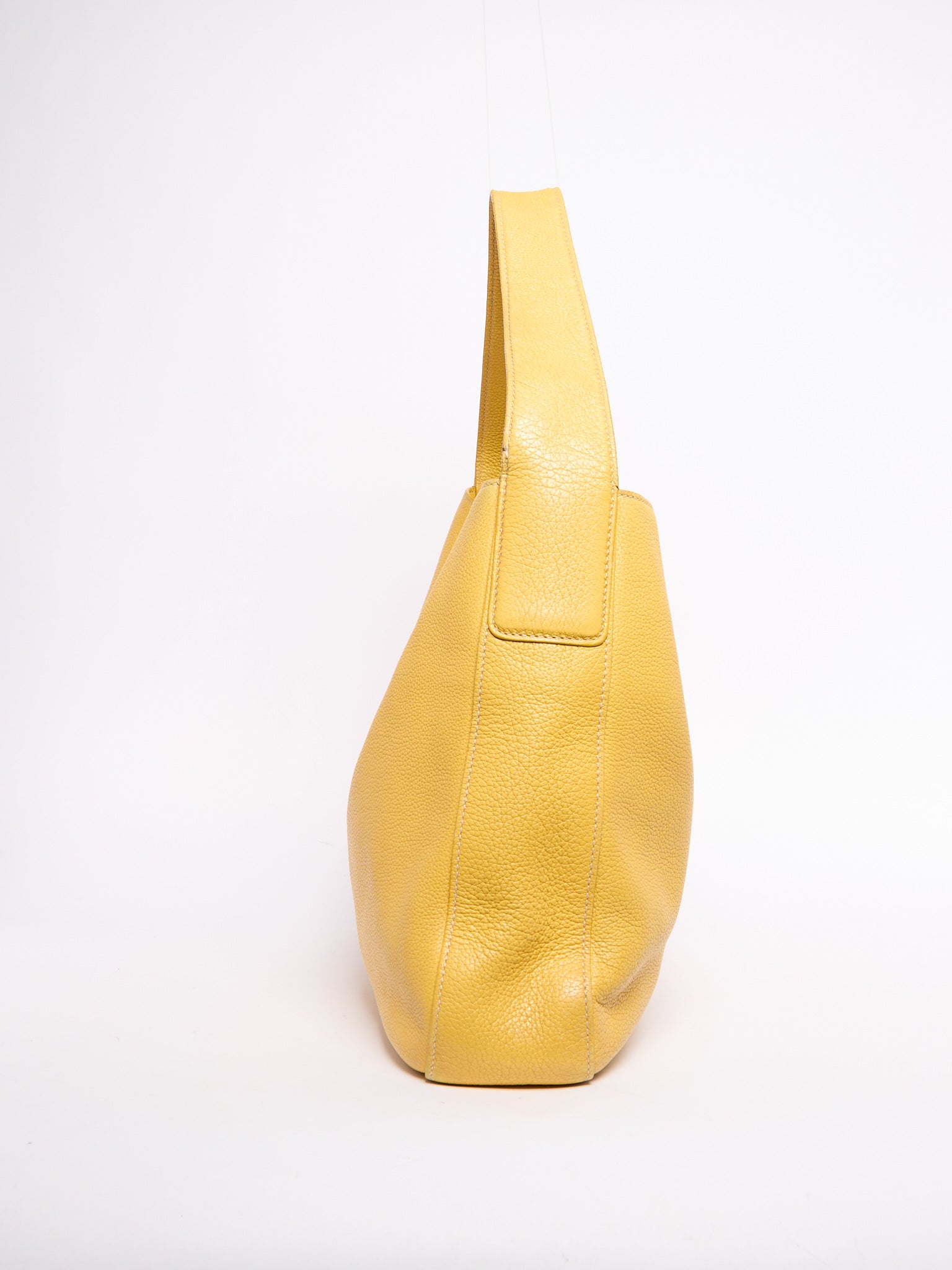 Prada Yellow Pebbled Leather Hobo Bag
