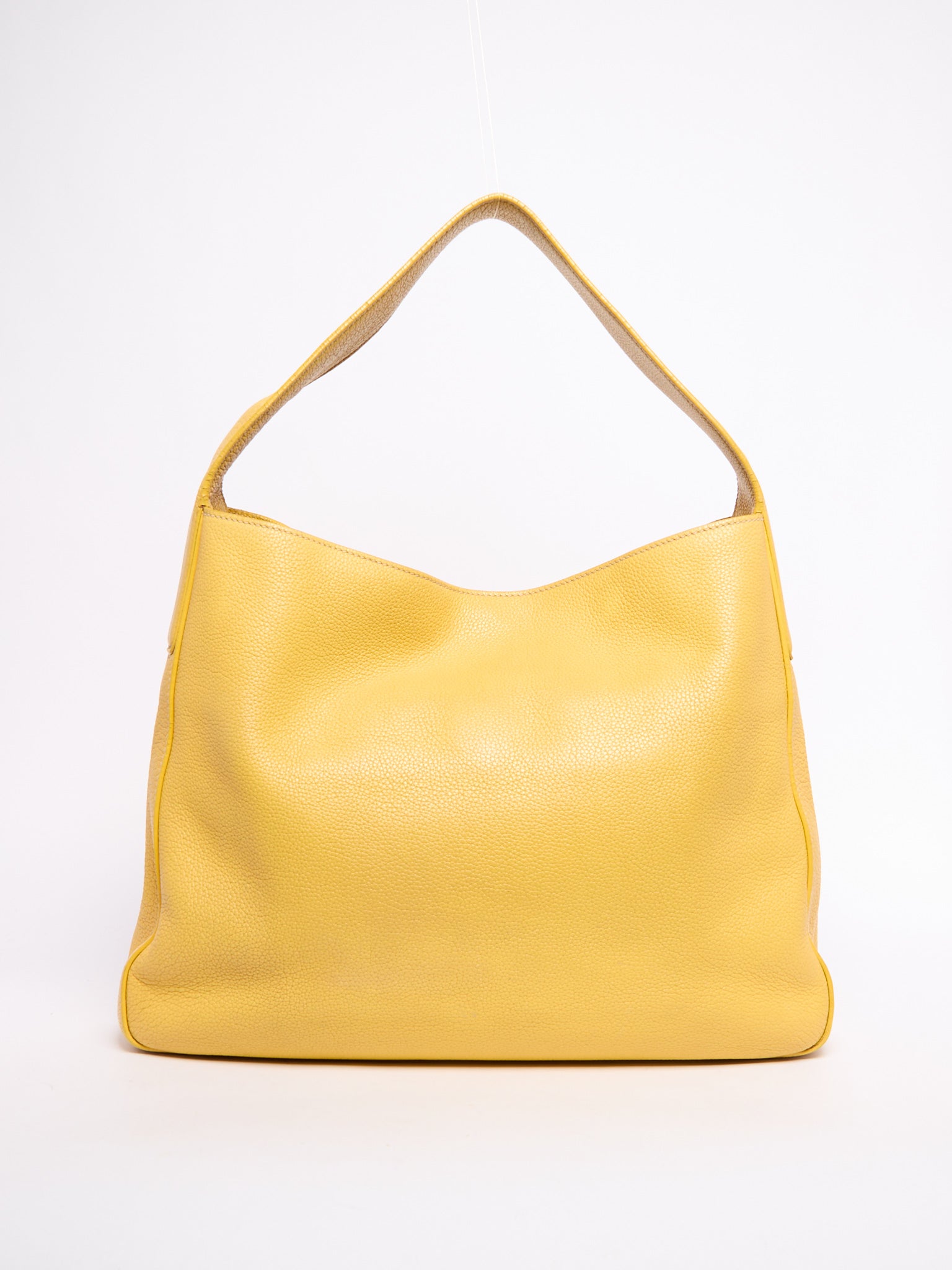 Prada Yellow Pebbled Leather Hobo Bag