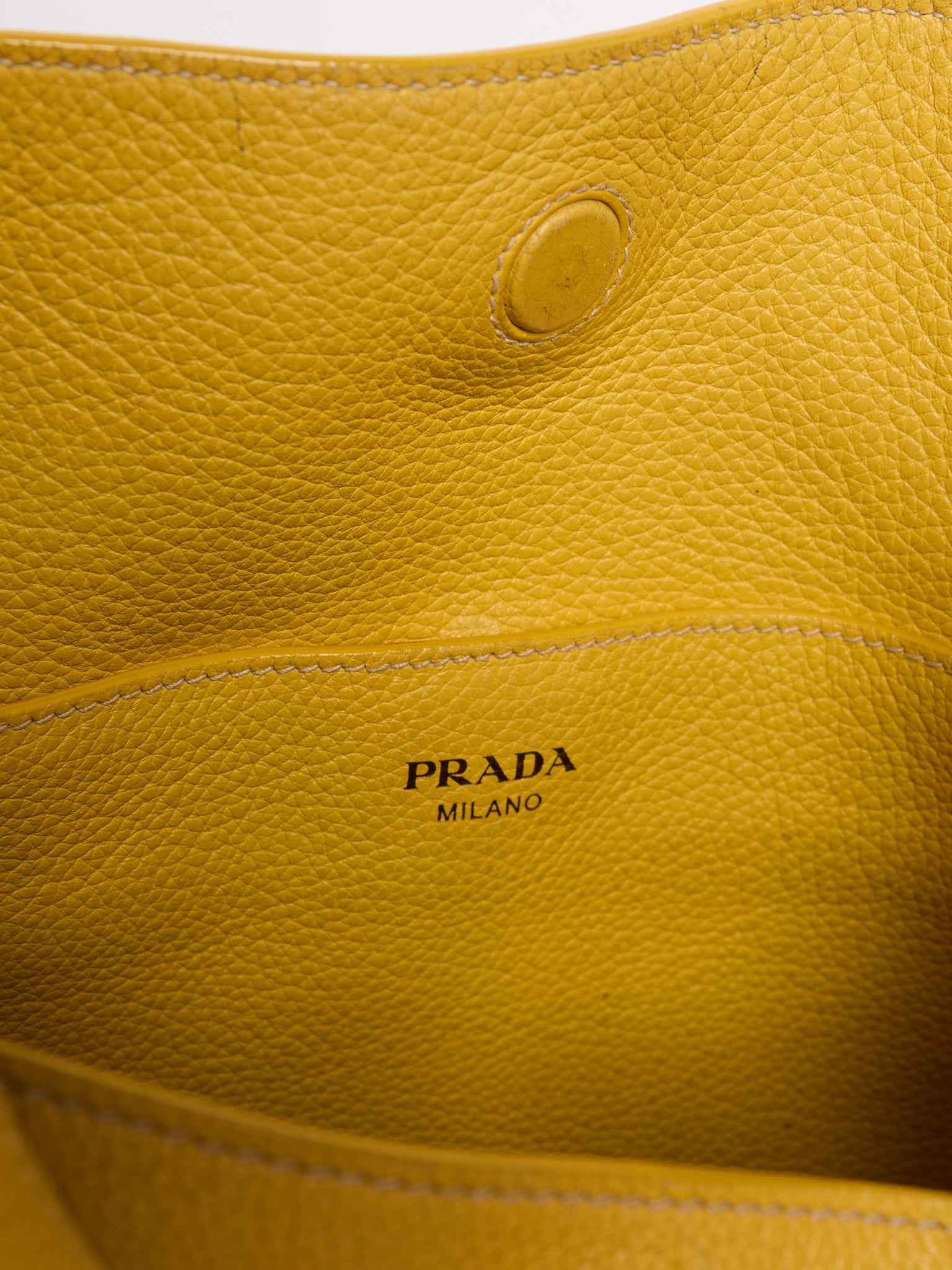 Prada Yellow Pebbled Leather Hobo Bag
