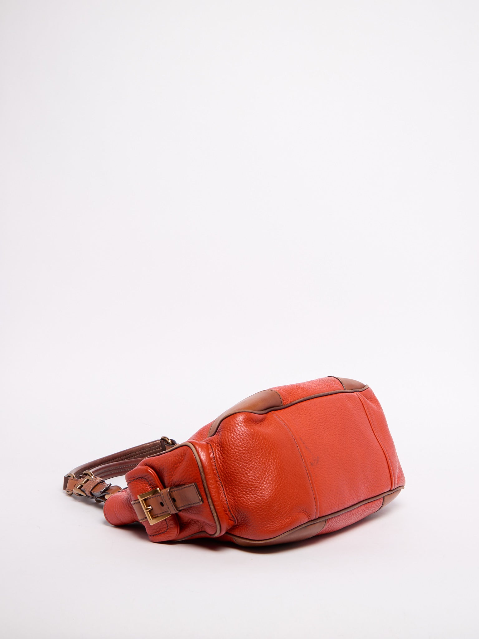 Prada Orange Leather Shoulder Bag w/ Pockets