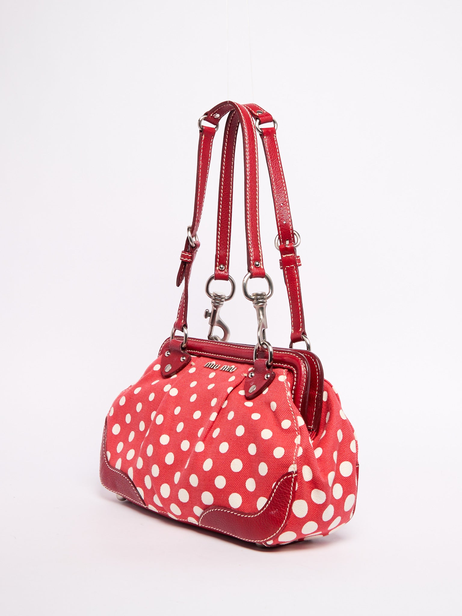 Miu Miu Red Polka Dot Shoulder Bag