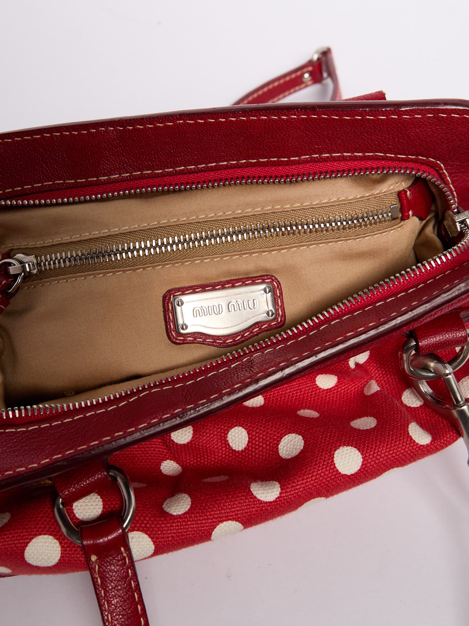 Miu Miu Red Polka Dot Shoulder Bag