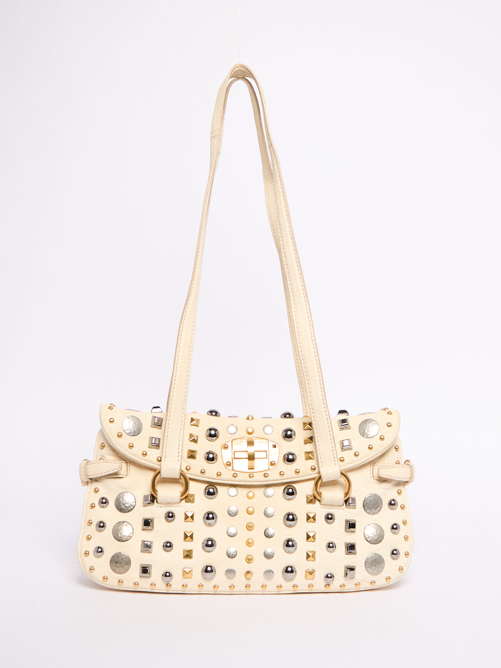 Miu Miu White Studded Crossbody Bag