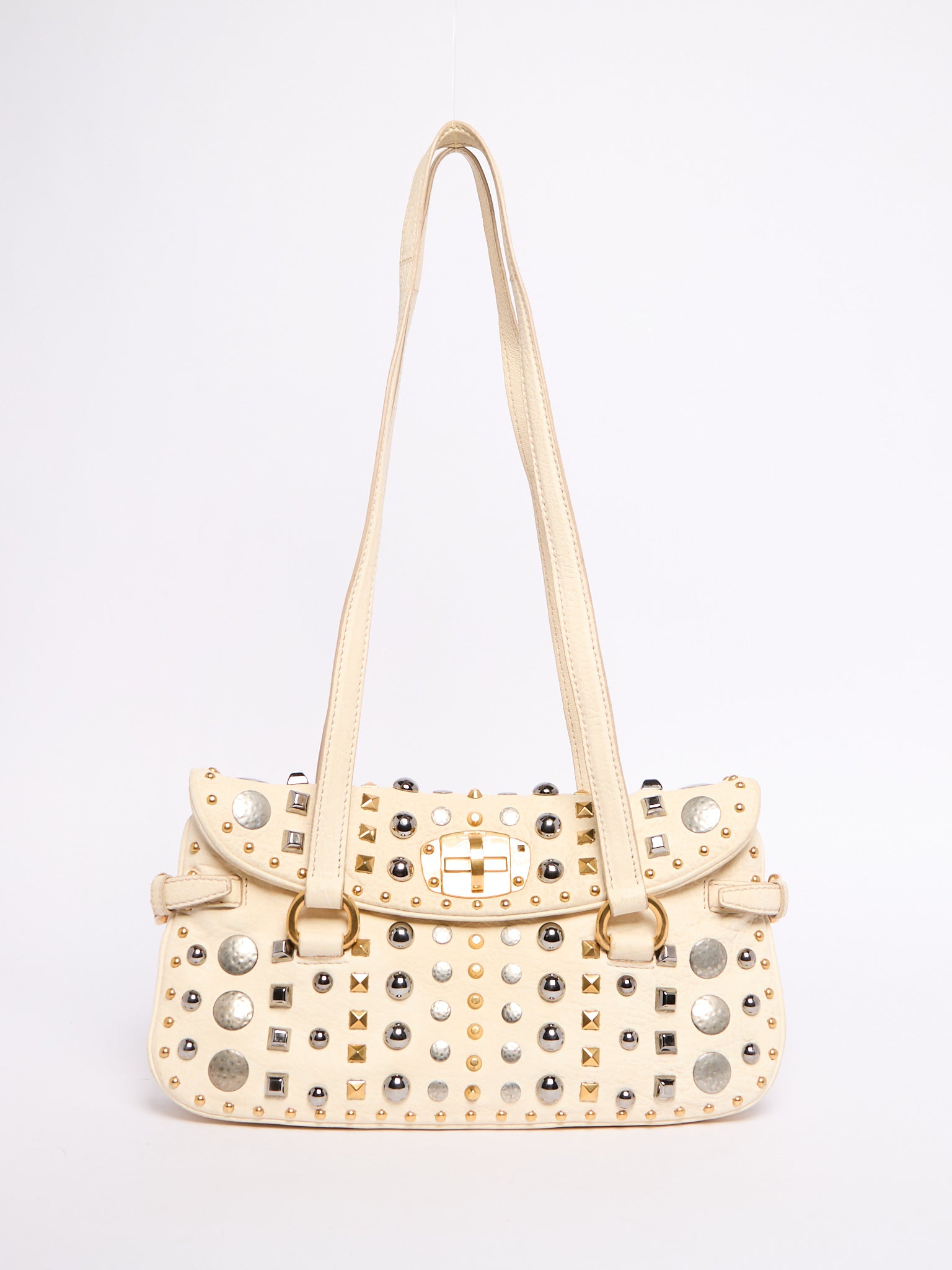 Miu Miu White Studded Crossbody Bag