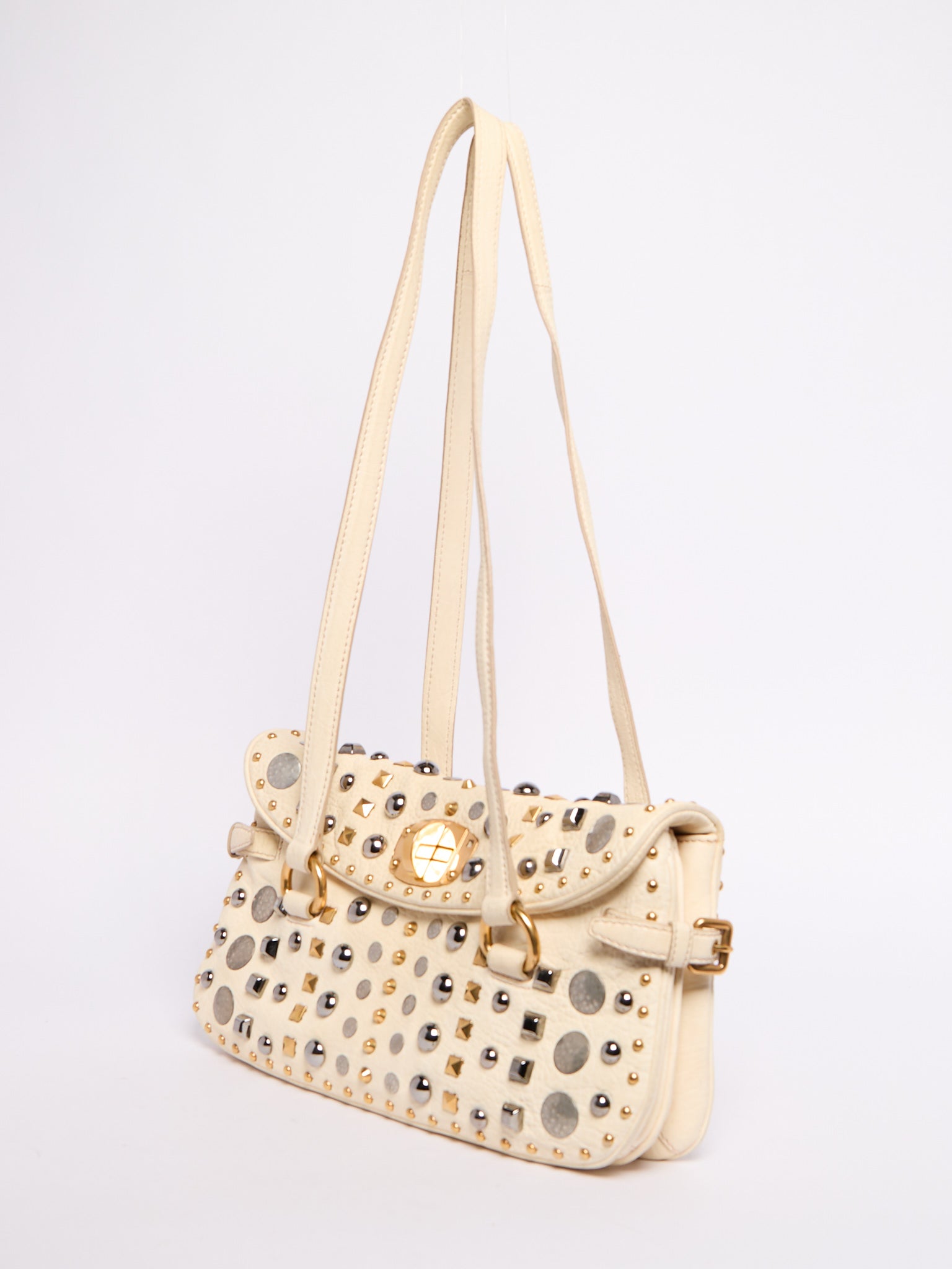 Miu Miu White Studded Crossbody Bag