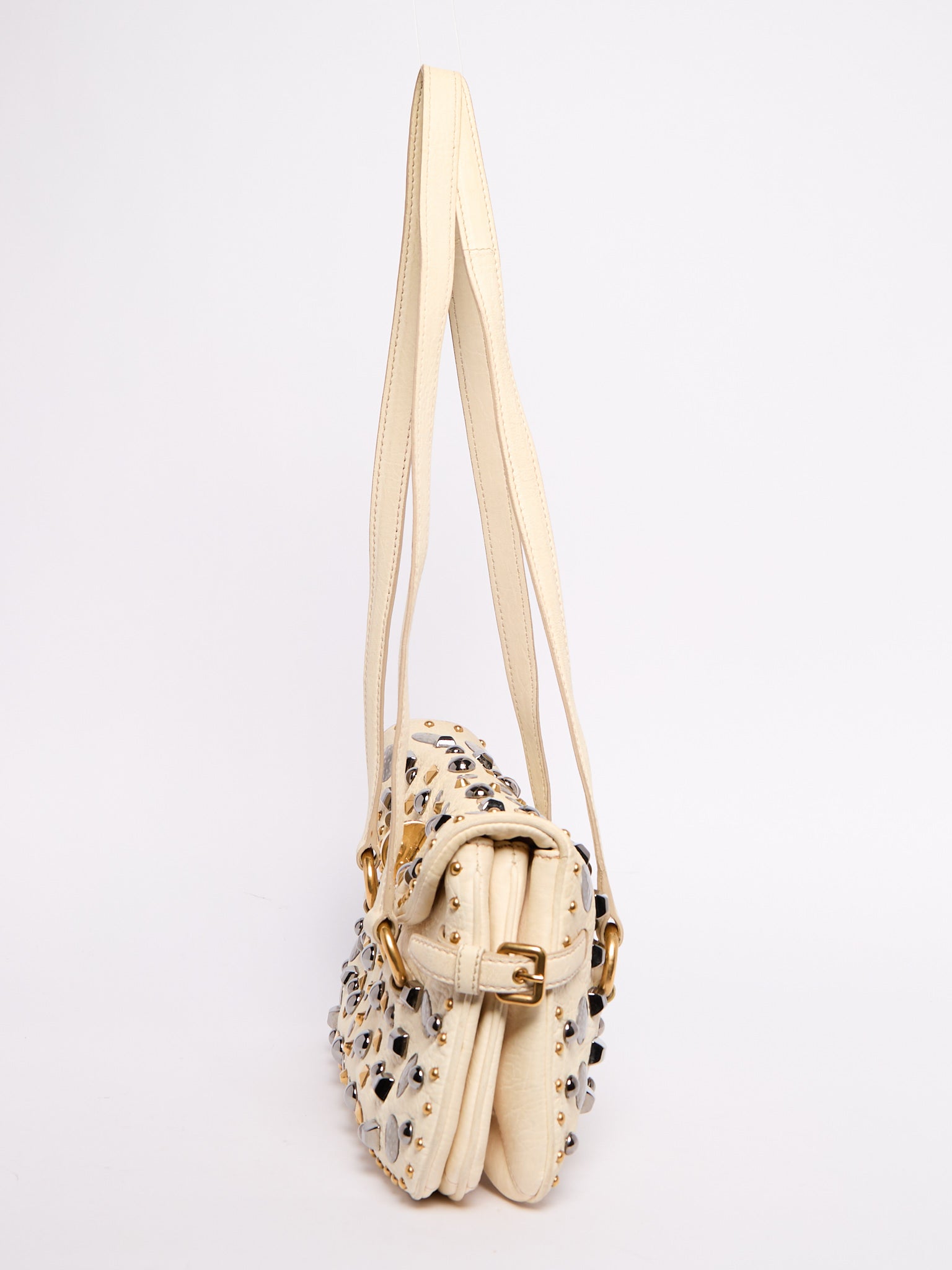 Miu Miu White Studded Crossbody Bag