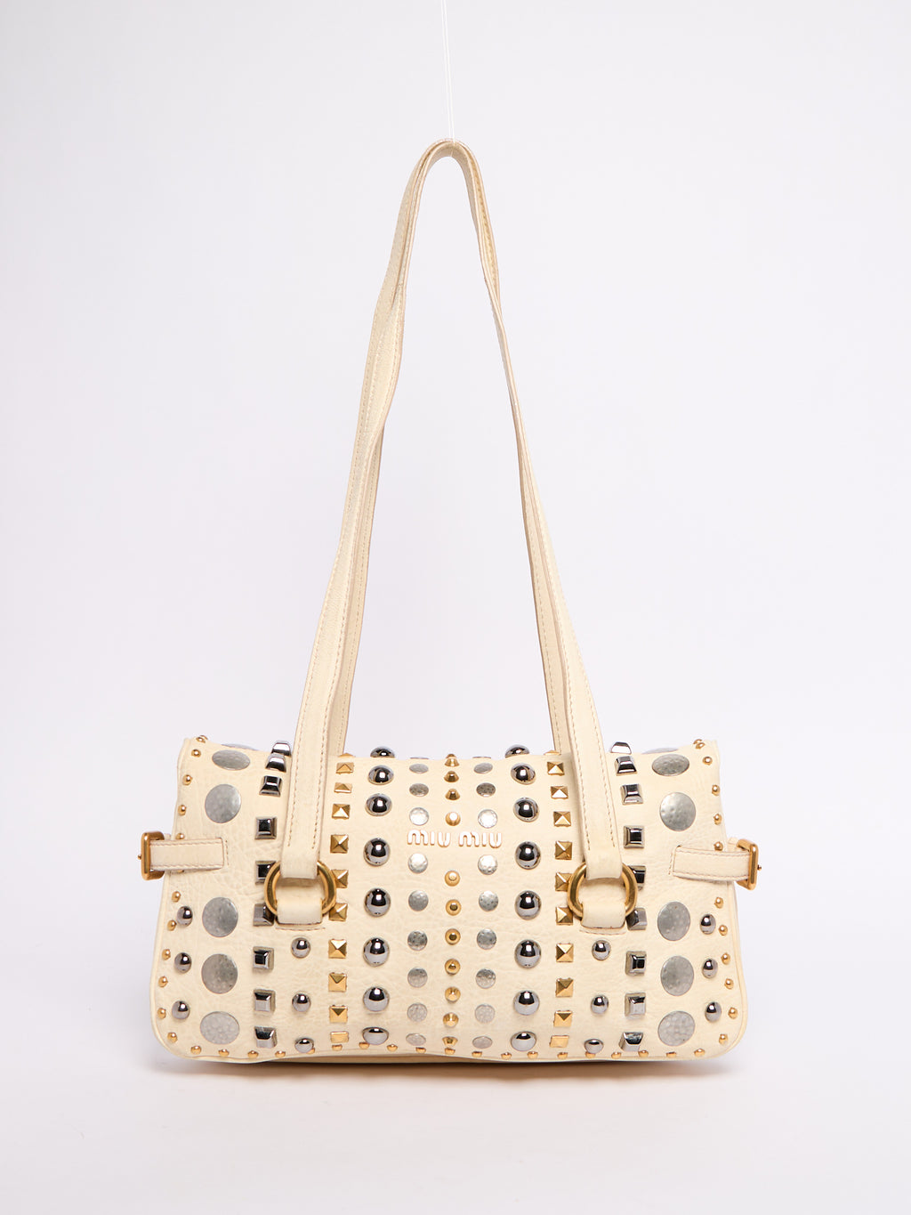 Miu Miu White Studded Crossbody Bag