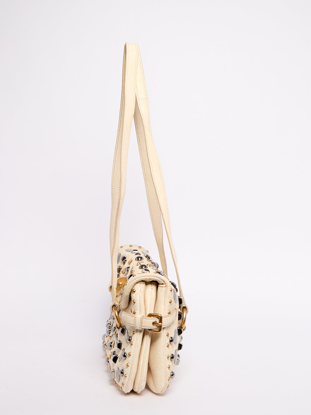 Miu Miu White Studded Crossbody Bag